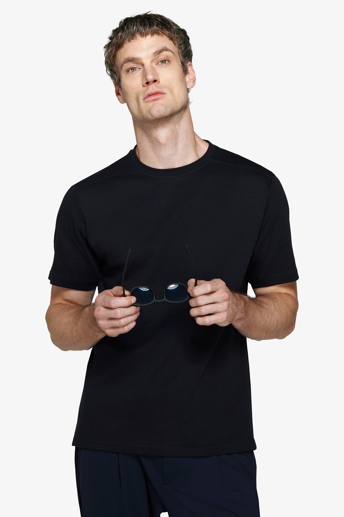Blue interlock cotton t-shirt