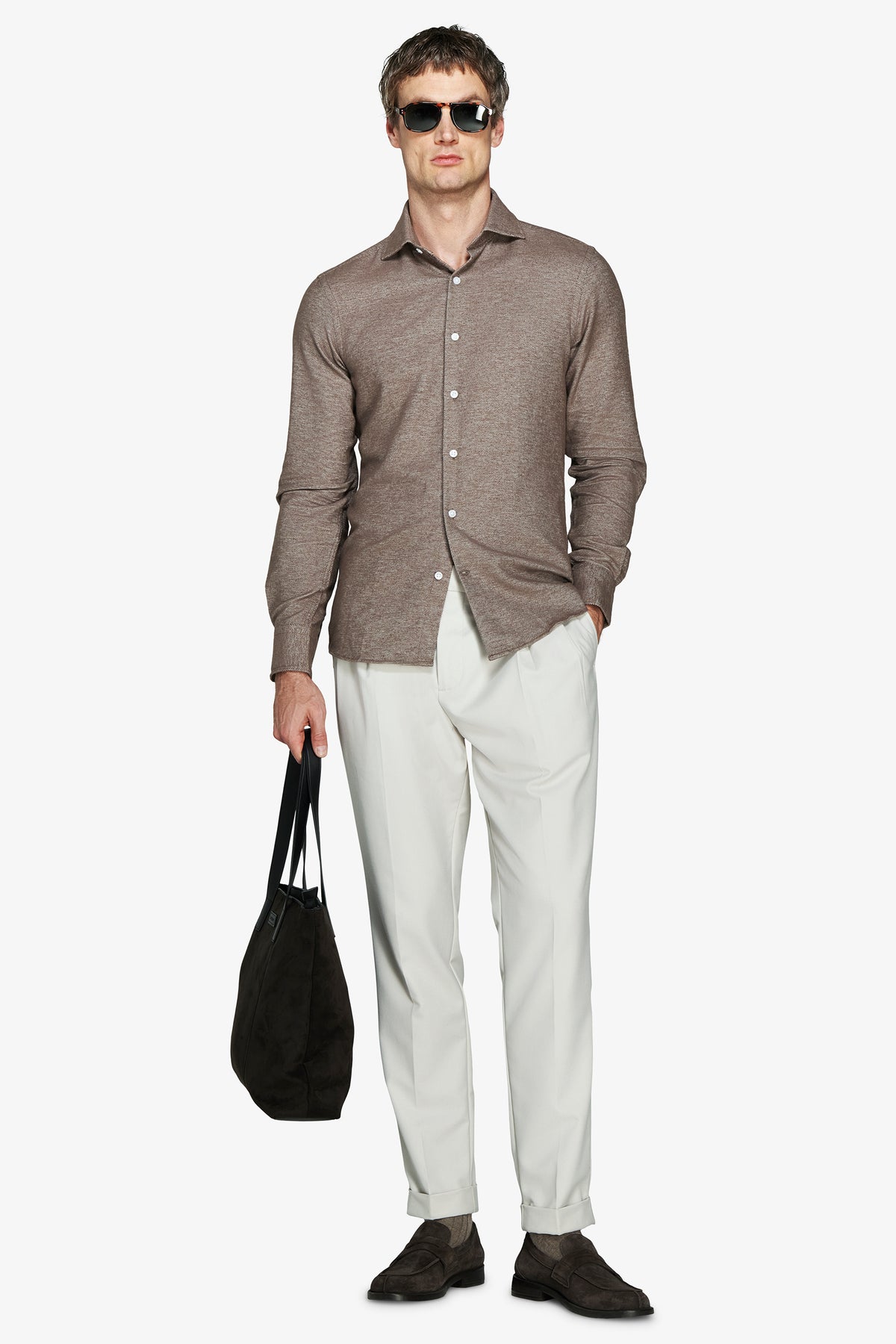 Camicia melange tortora