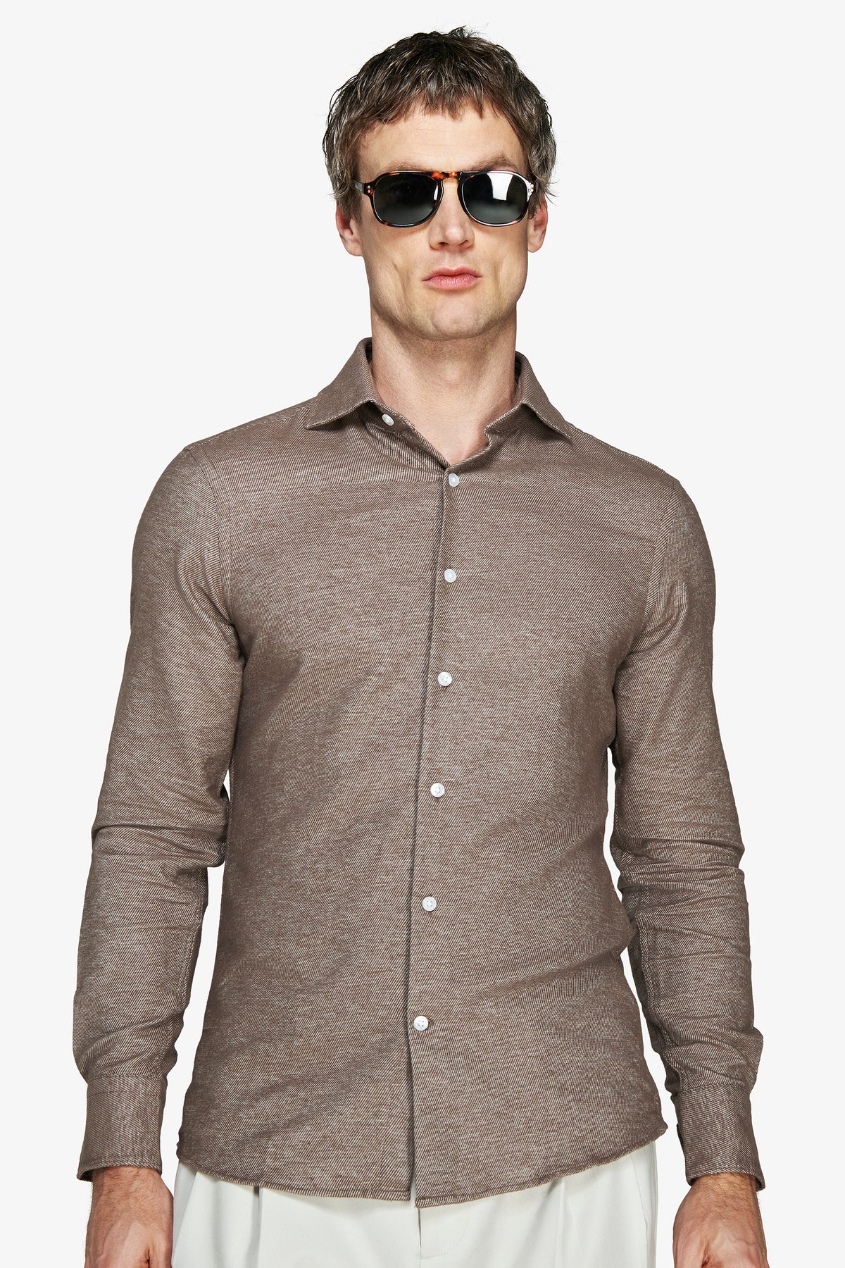 Camicia melange tortora