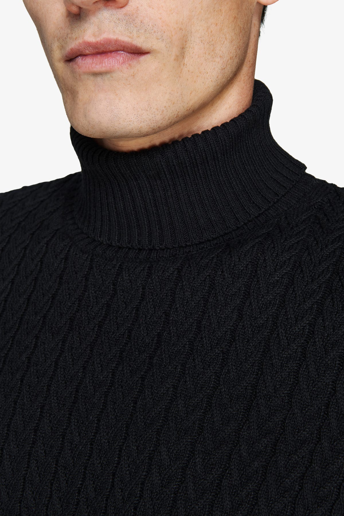 Black braided turtleneck
