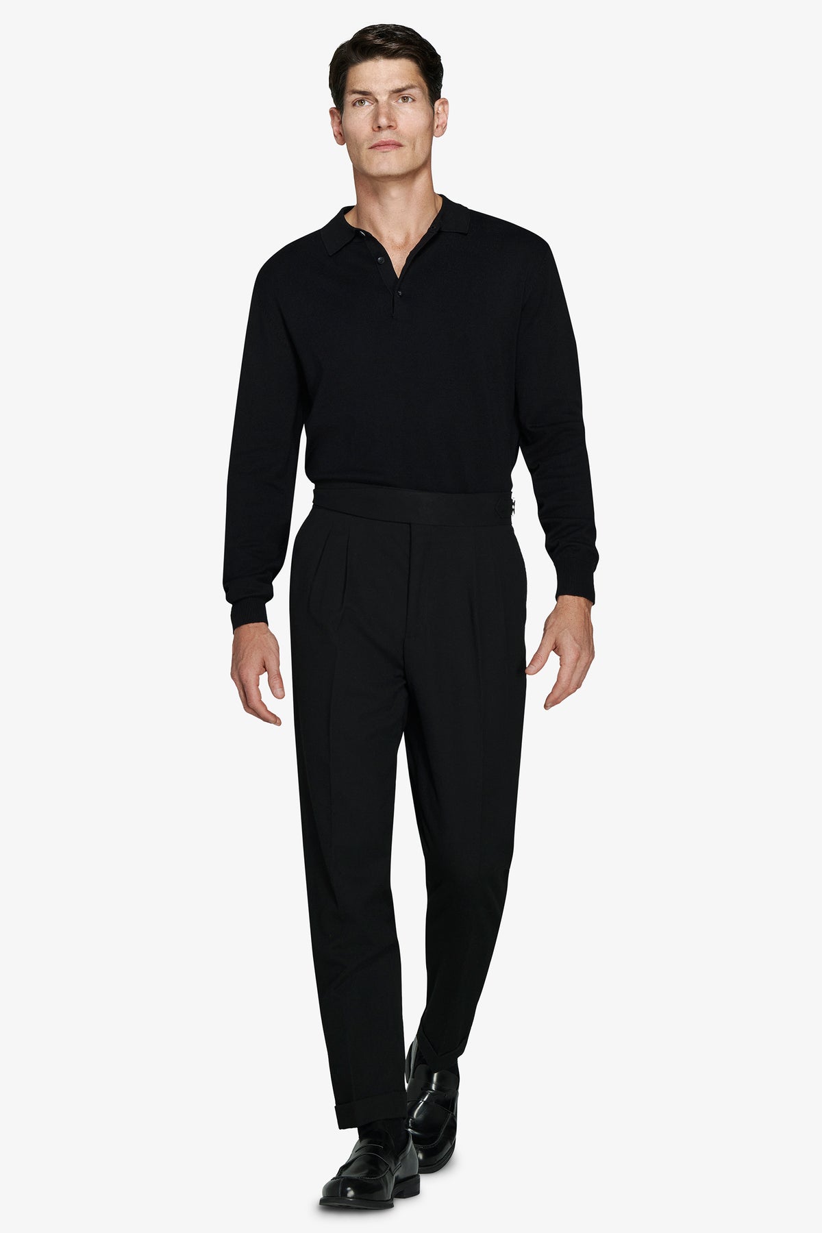 Polo in maglia con bottoni nero