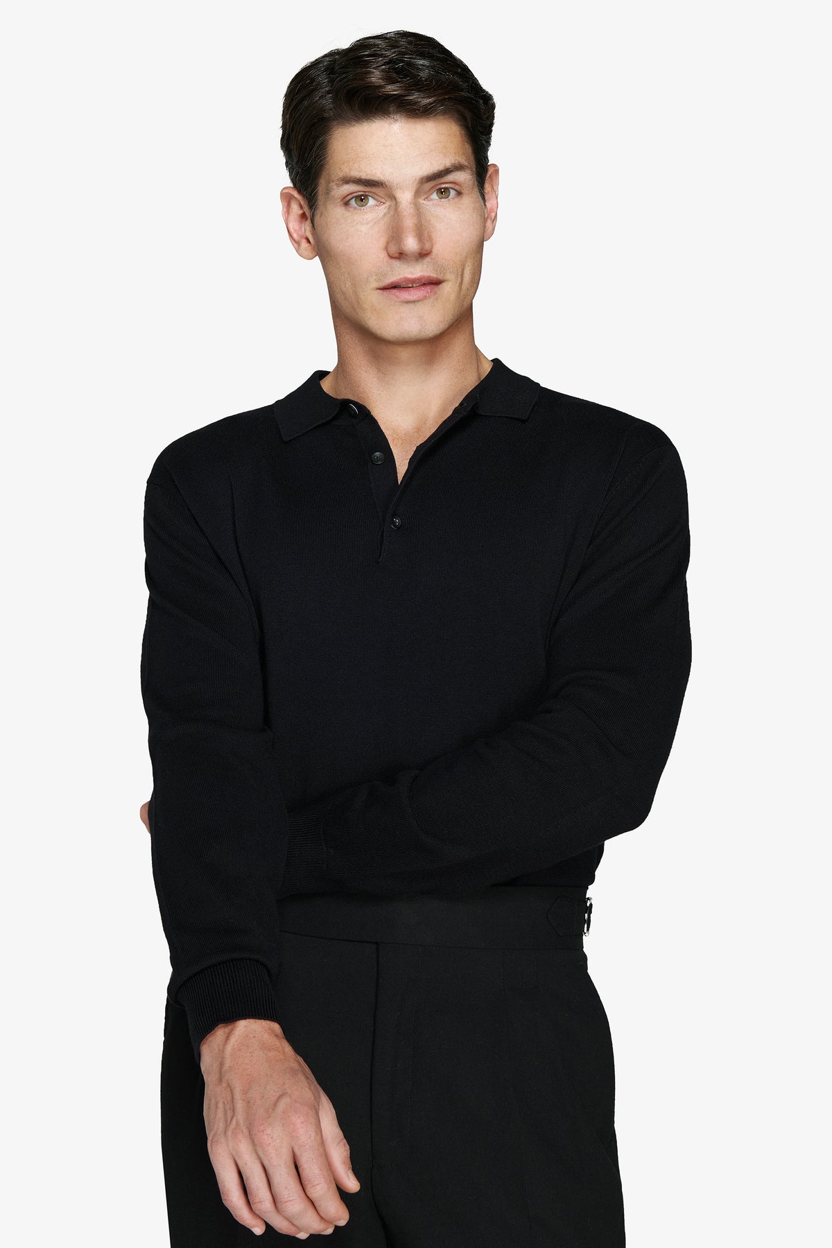 Polo in maglia con bottoni nero