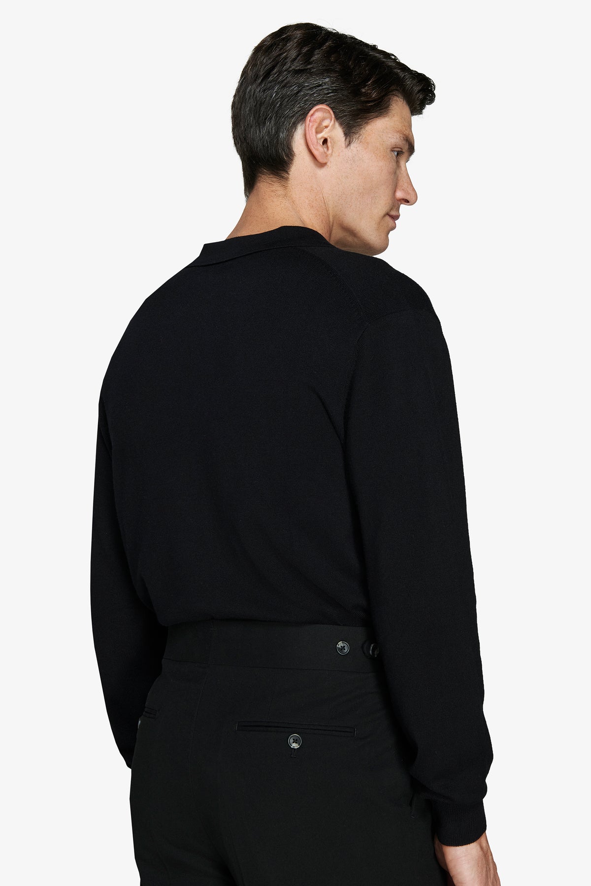 Polo in maglia con bottoni nero