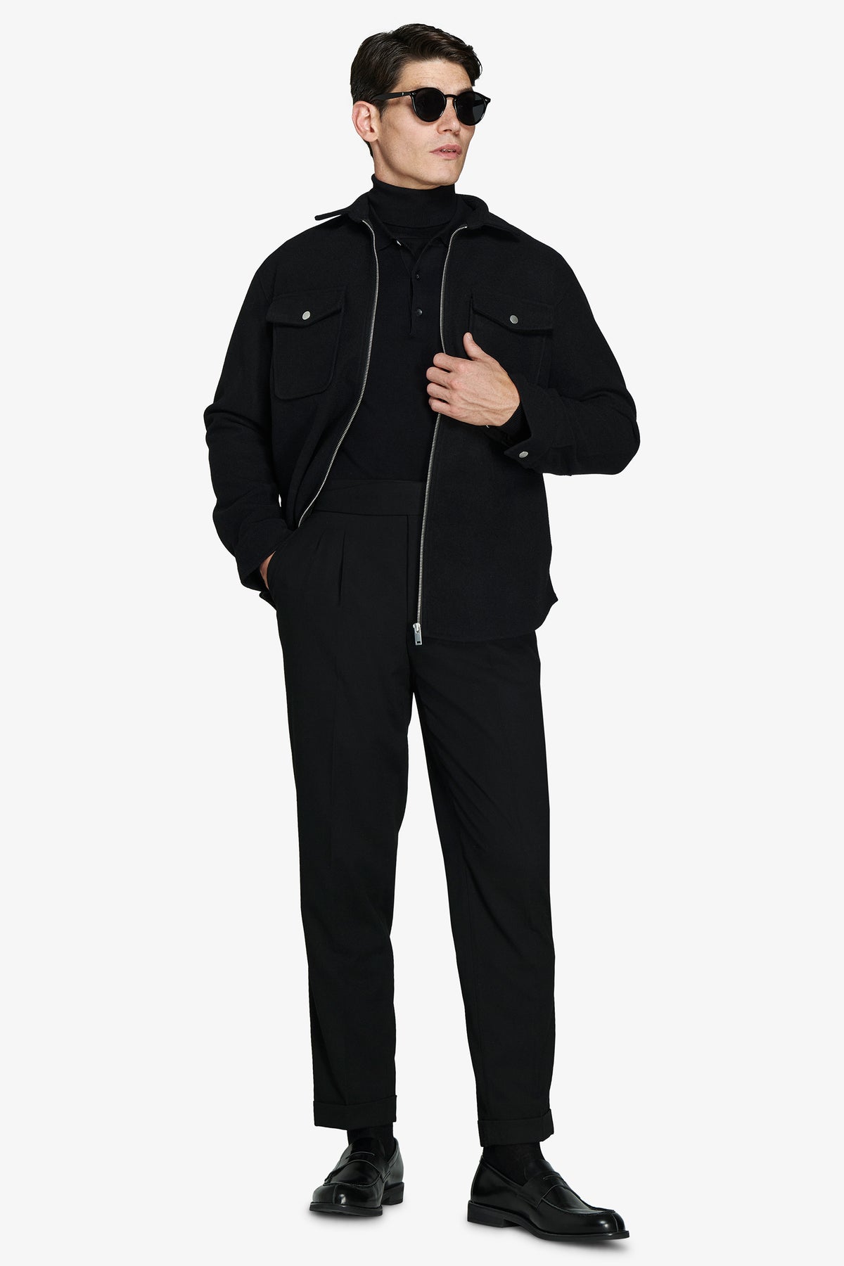 Overshirt misto lana nera
