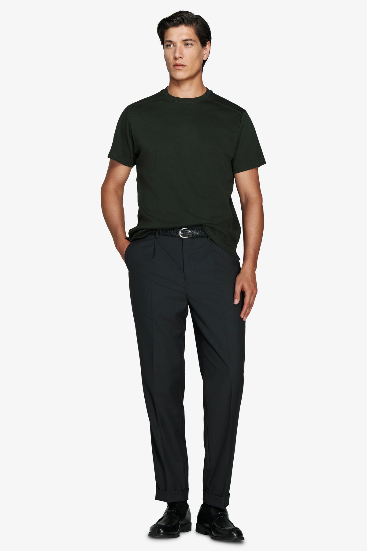 Green interlock cotton t-shirt
