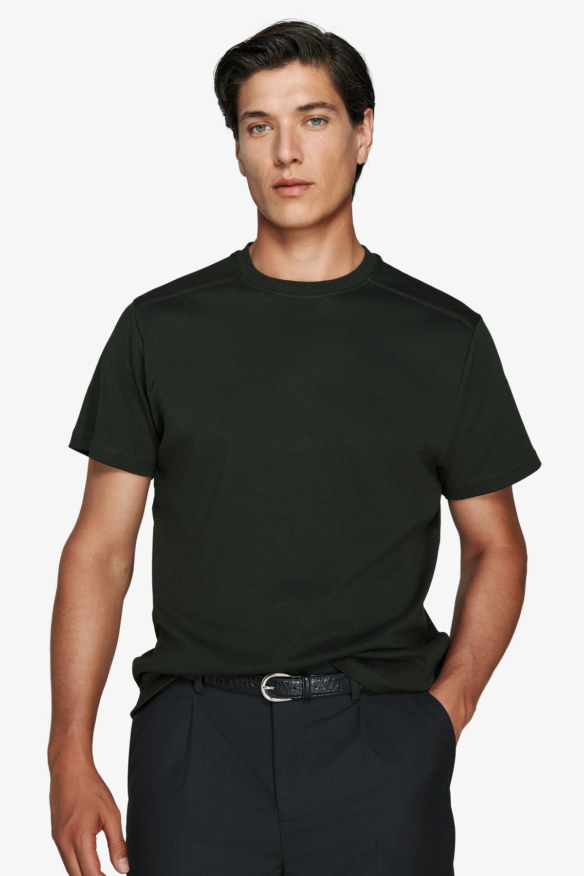 Green interlock cotton t-shirt
