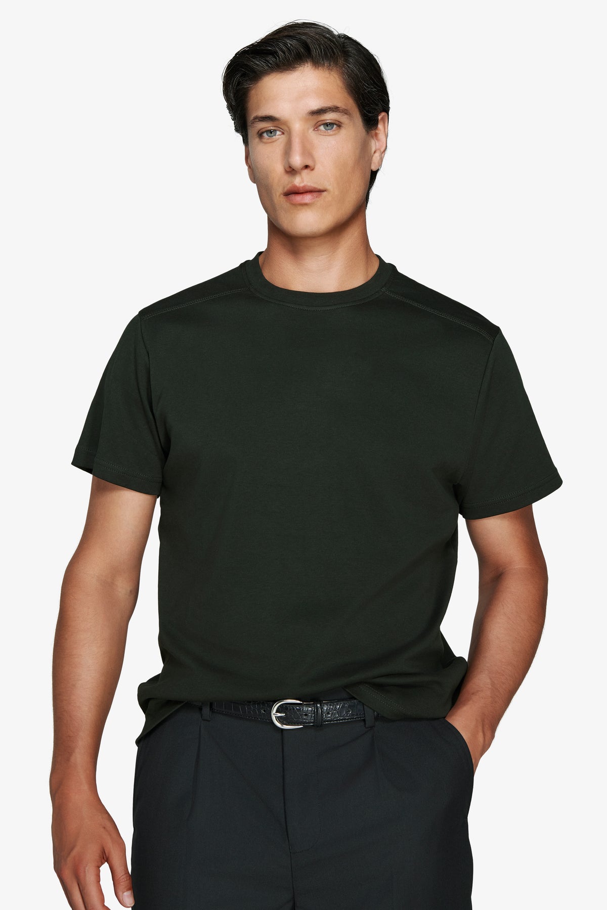 Green interlock cotton t-shirt