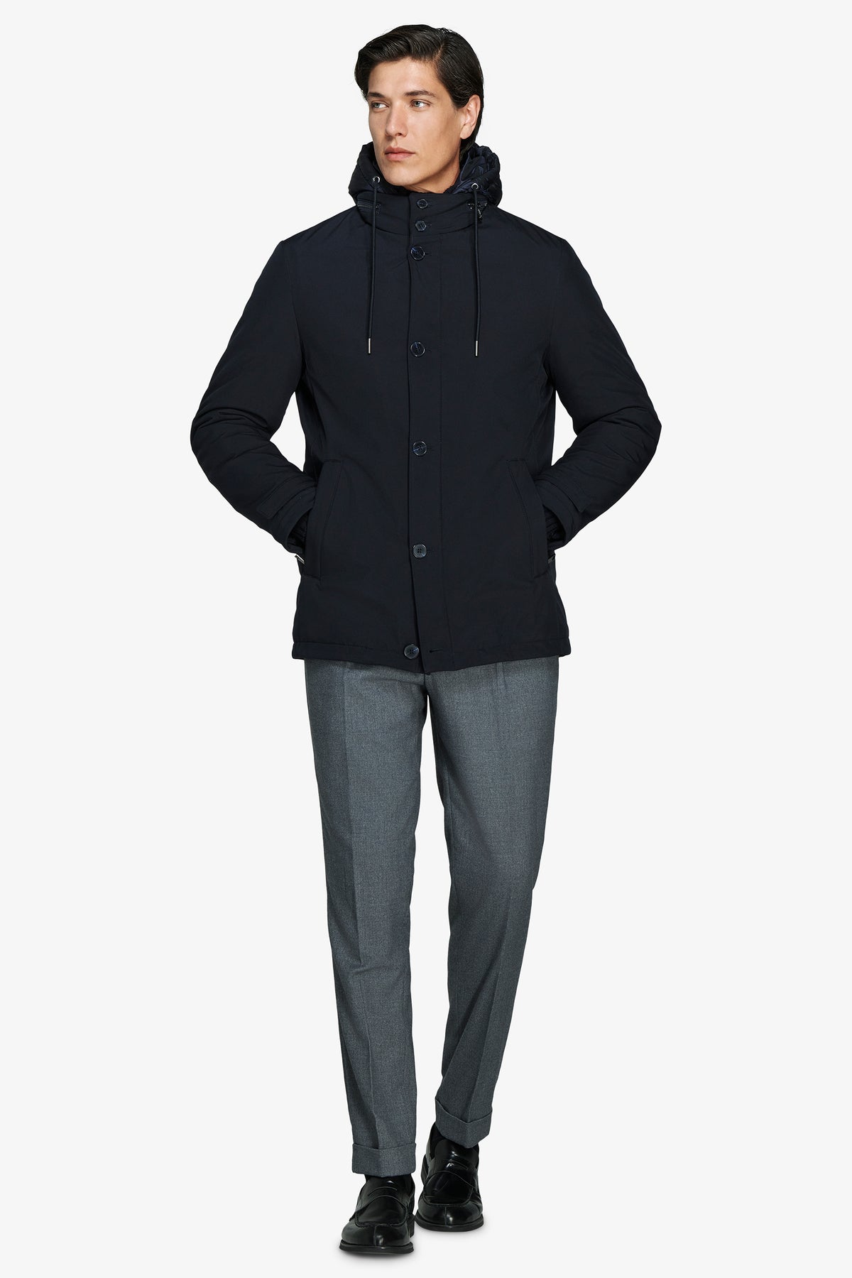 Parka con cappuccio blu