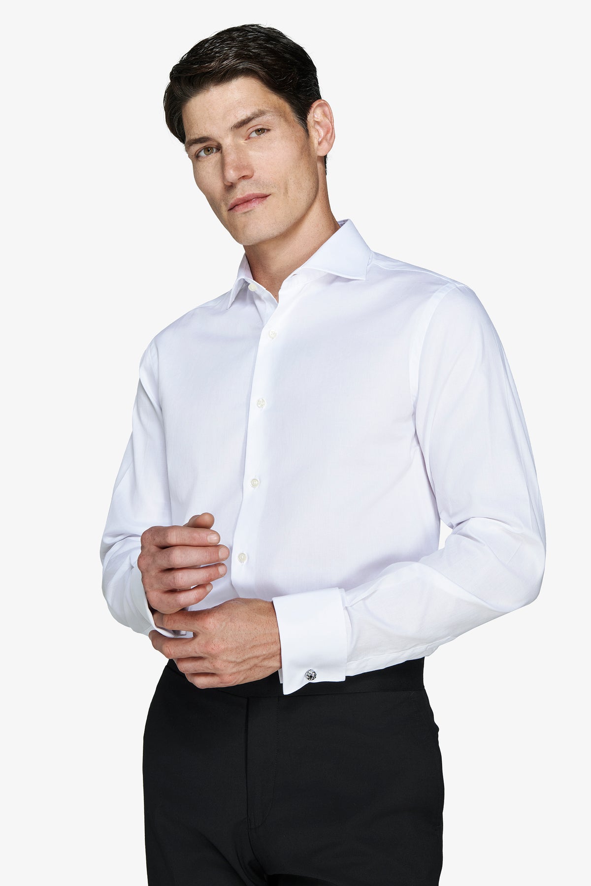 Camicia piquet polso gemelli bianca slim
