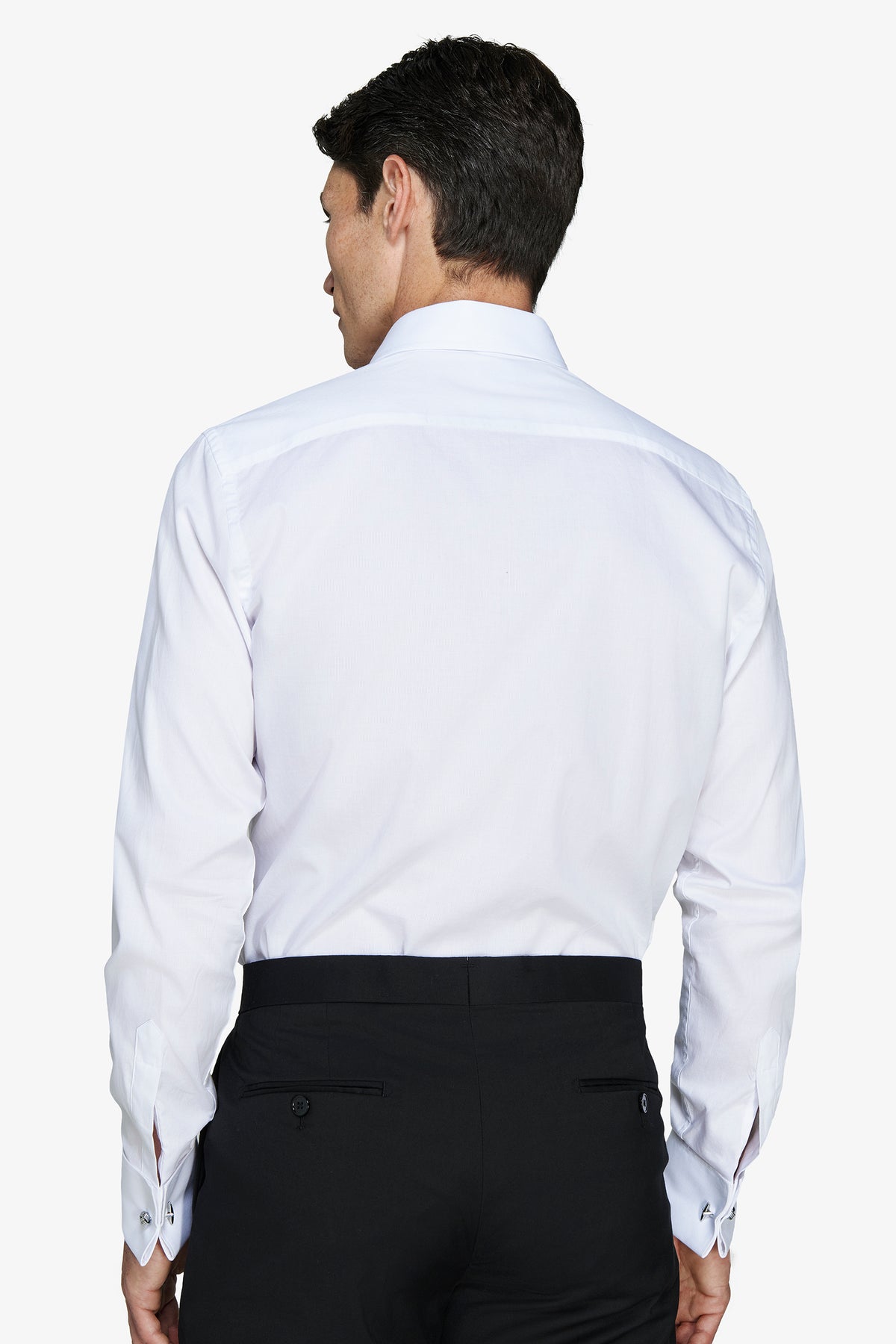 Camicia piquet polso gemelli bianca slim