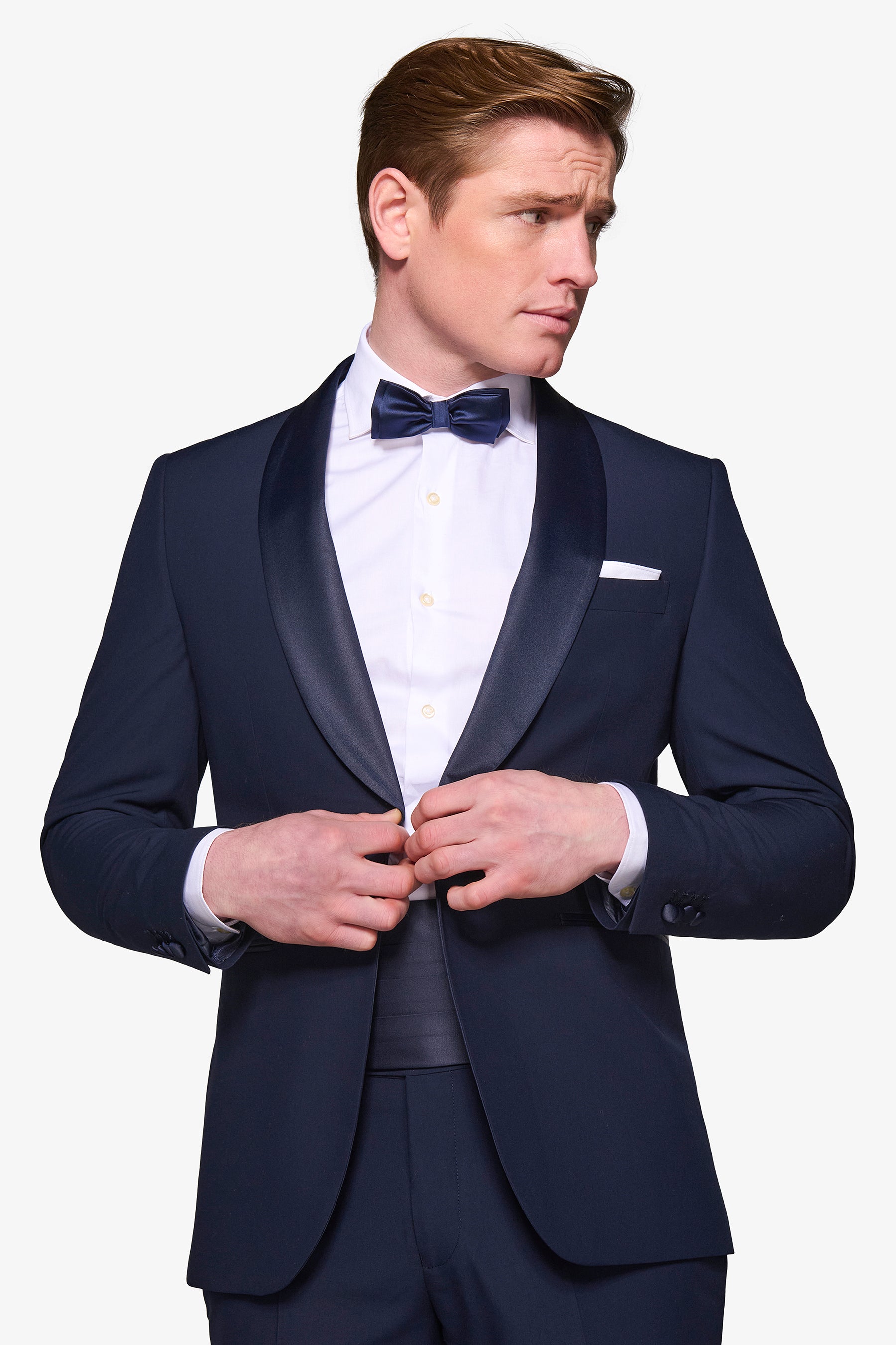 Blue shawl lapel tuxedo