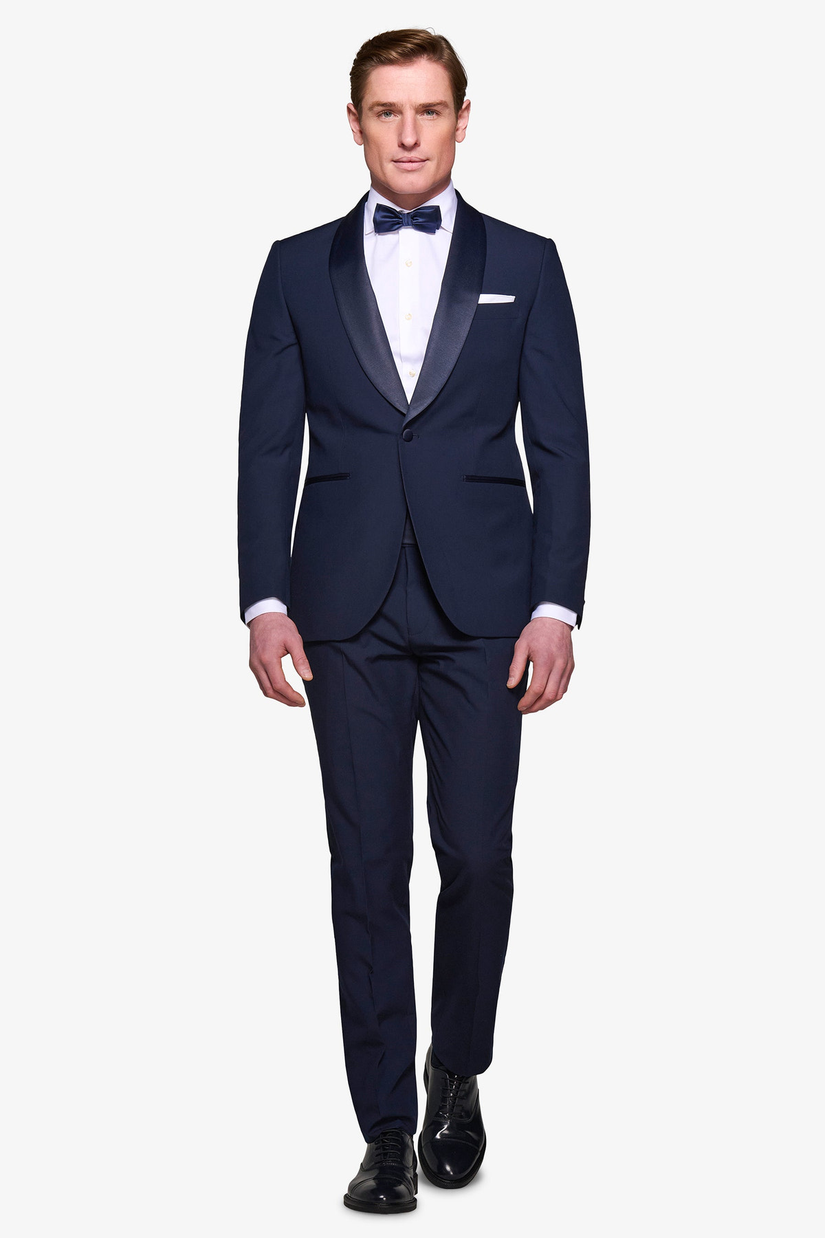 Blue shawl lapel tuxedo