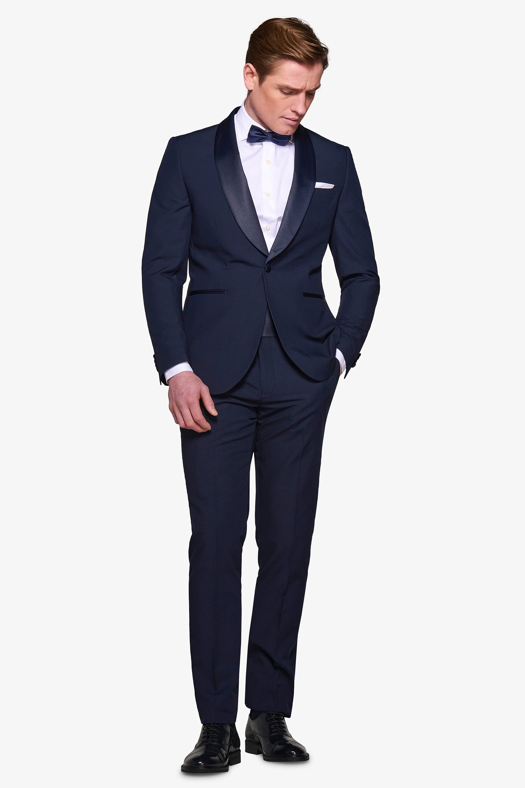 Blue shawl lapel tuxedo