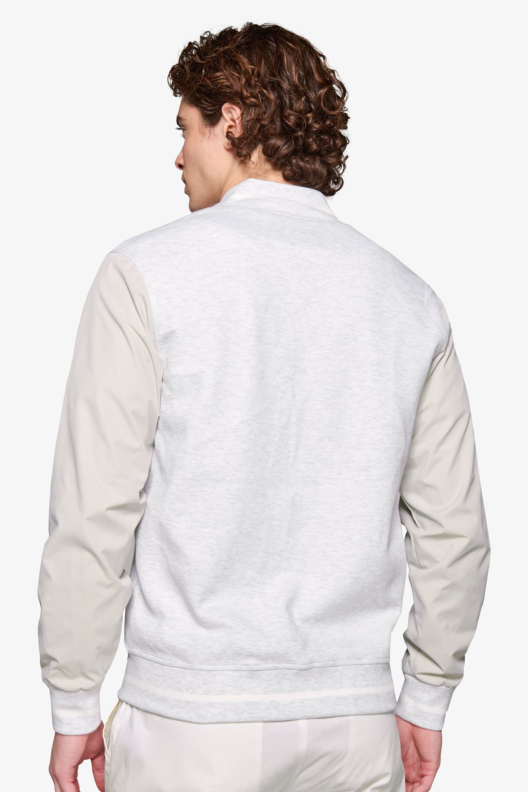 Bomber corto bimaterico DNJ grigio melange-Dan John