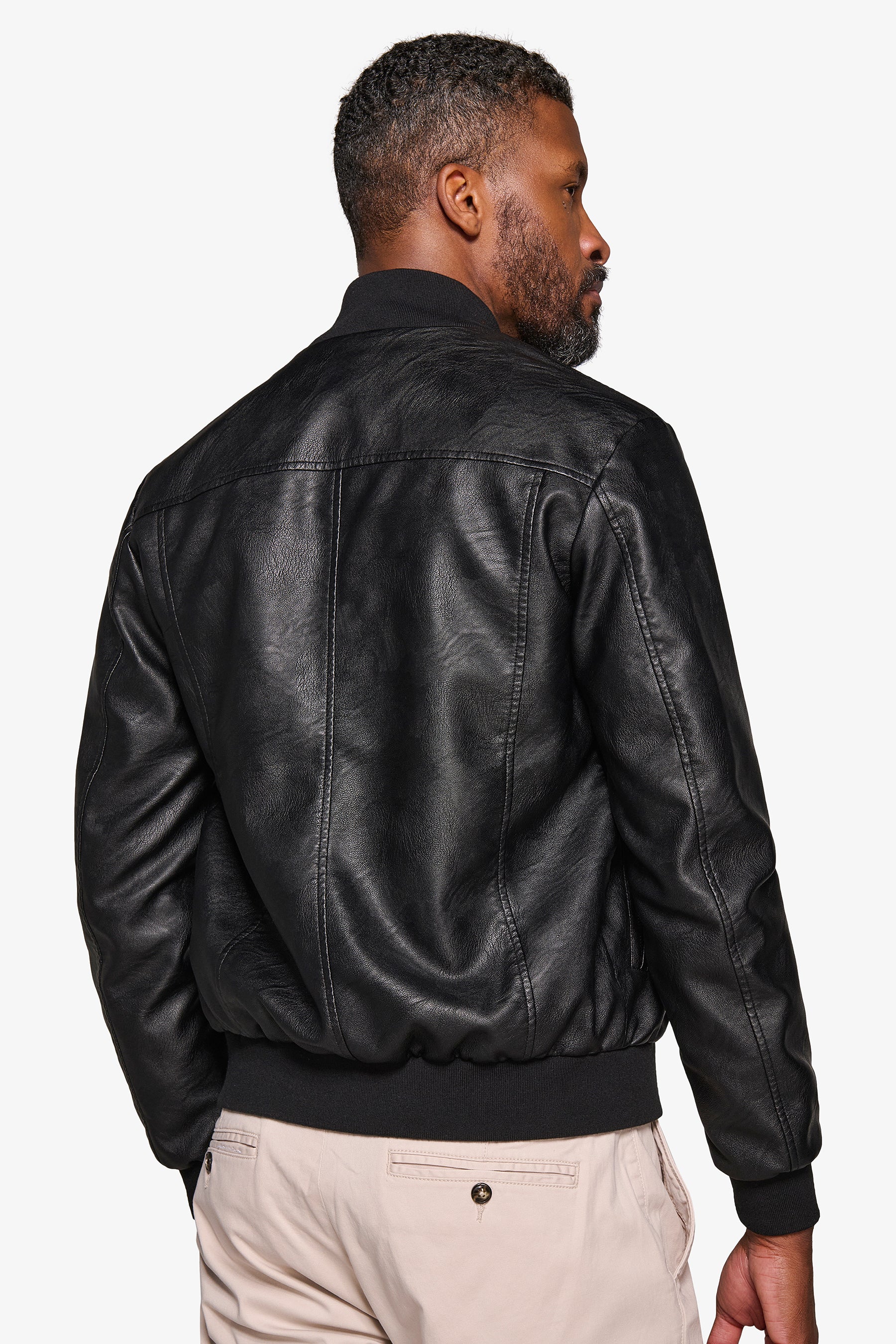 Bomber in ecopelle nero-Dan John