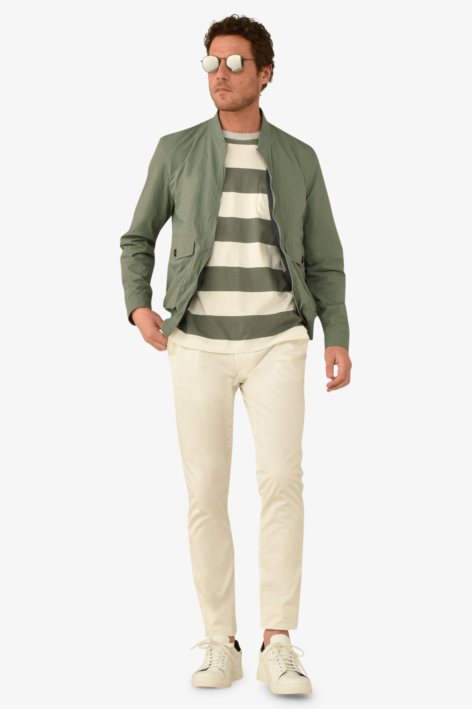 Bomber tasche con pattina verde malva-Dan John
