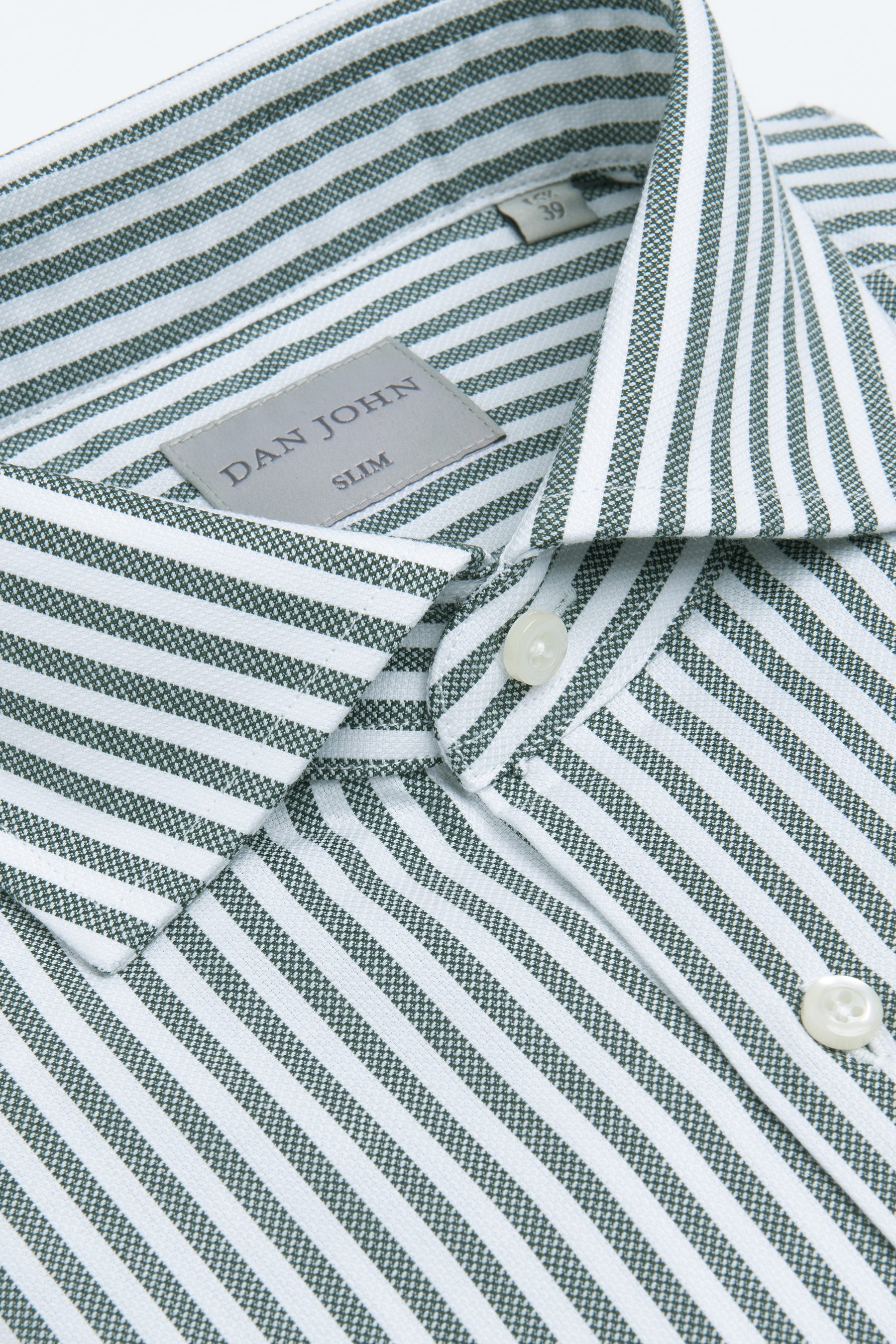 Camicia a righe operata verde slim-Dan John