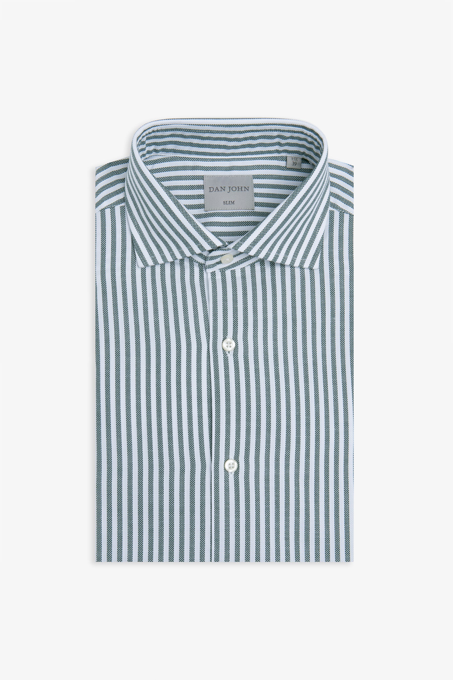 Camicia a righe operata verde slim-Dan John