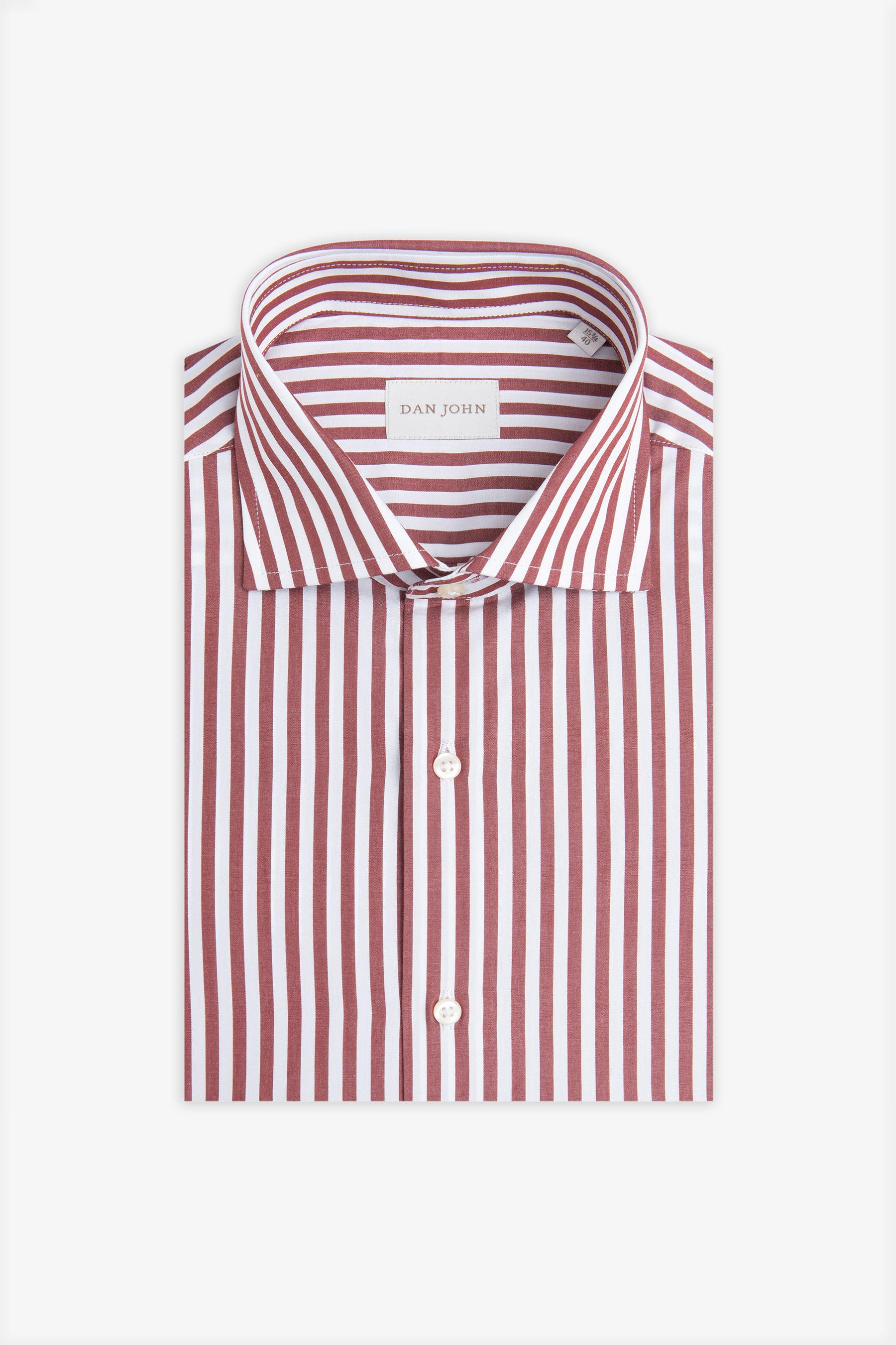 Camicia a righe medie rosso mattone slim-Dan John