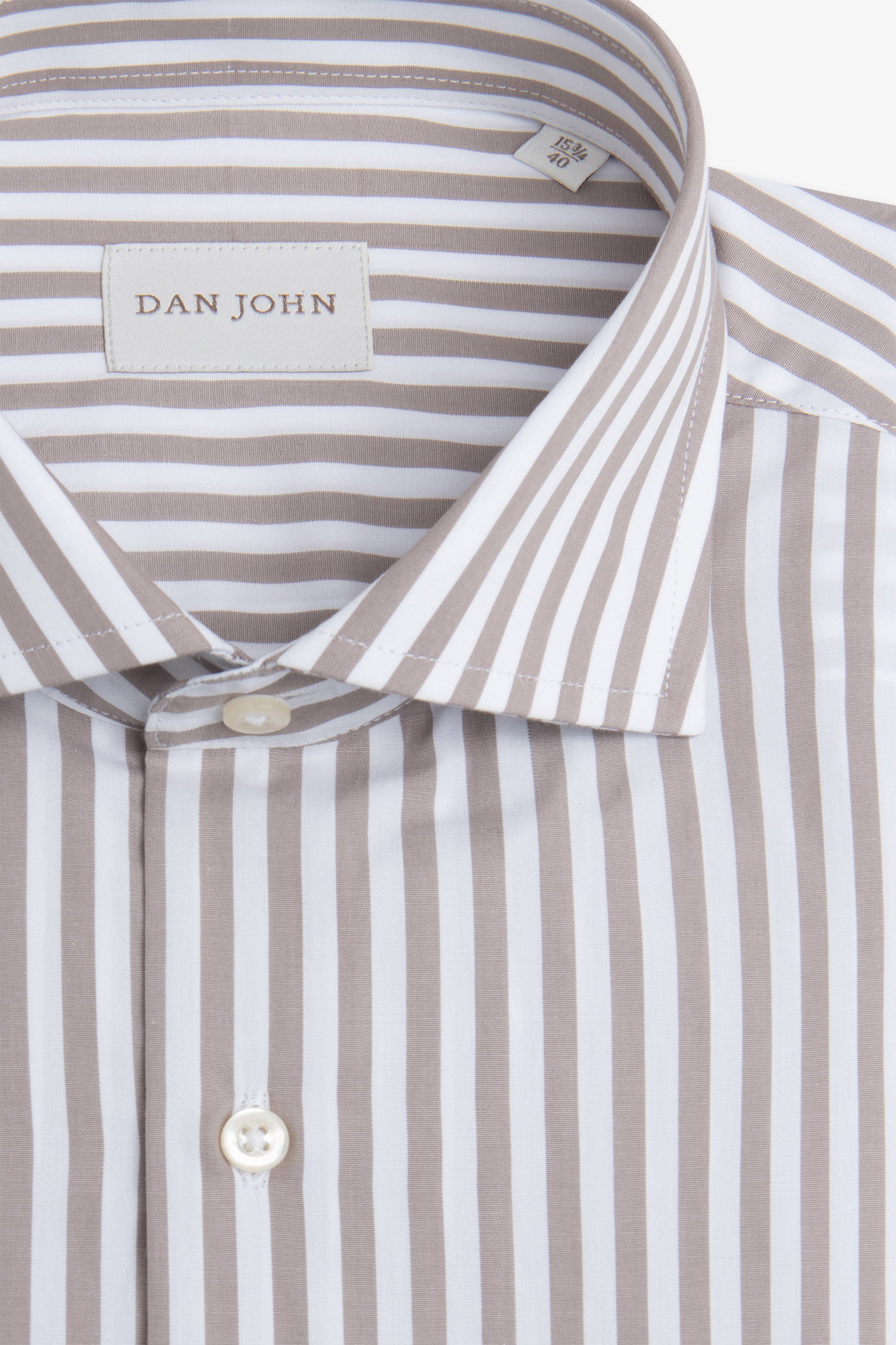 Camicia a righe medie tortora slim-Dan John