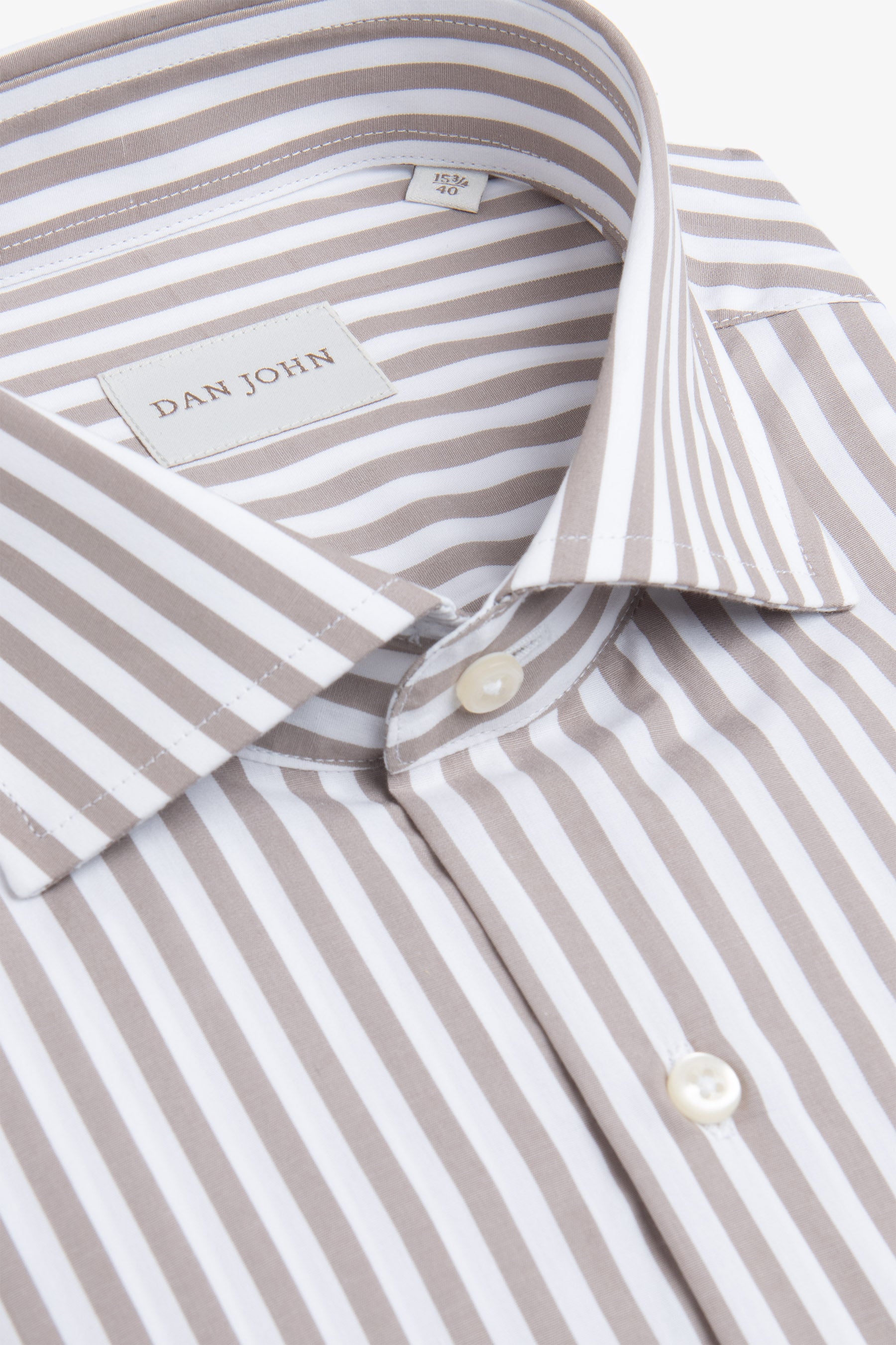Camicia a righe medie tortora slim-Dan John