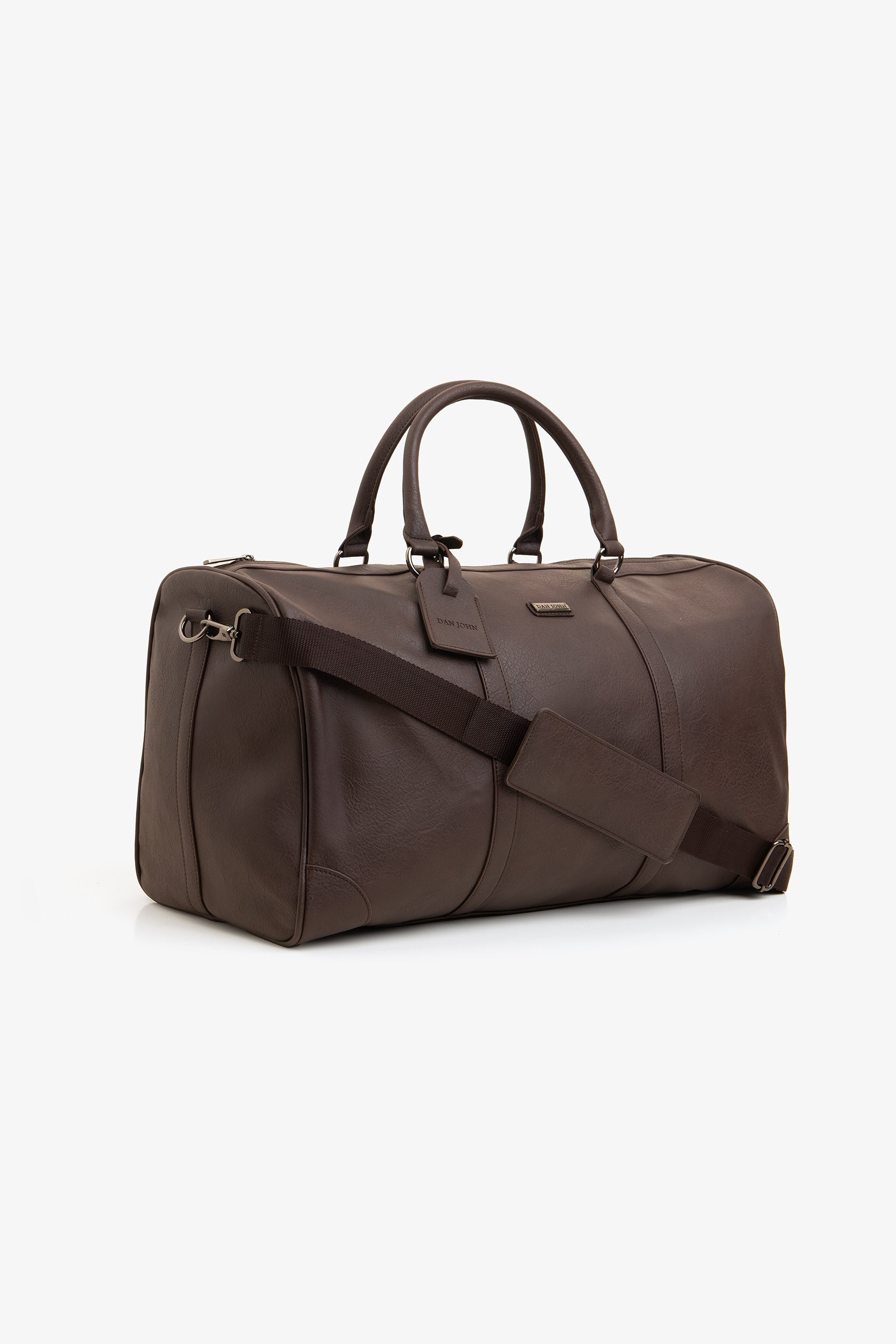 Grand sac en similicuir brun foncé