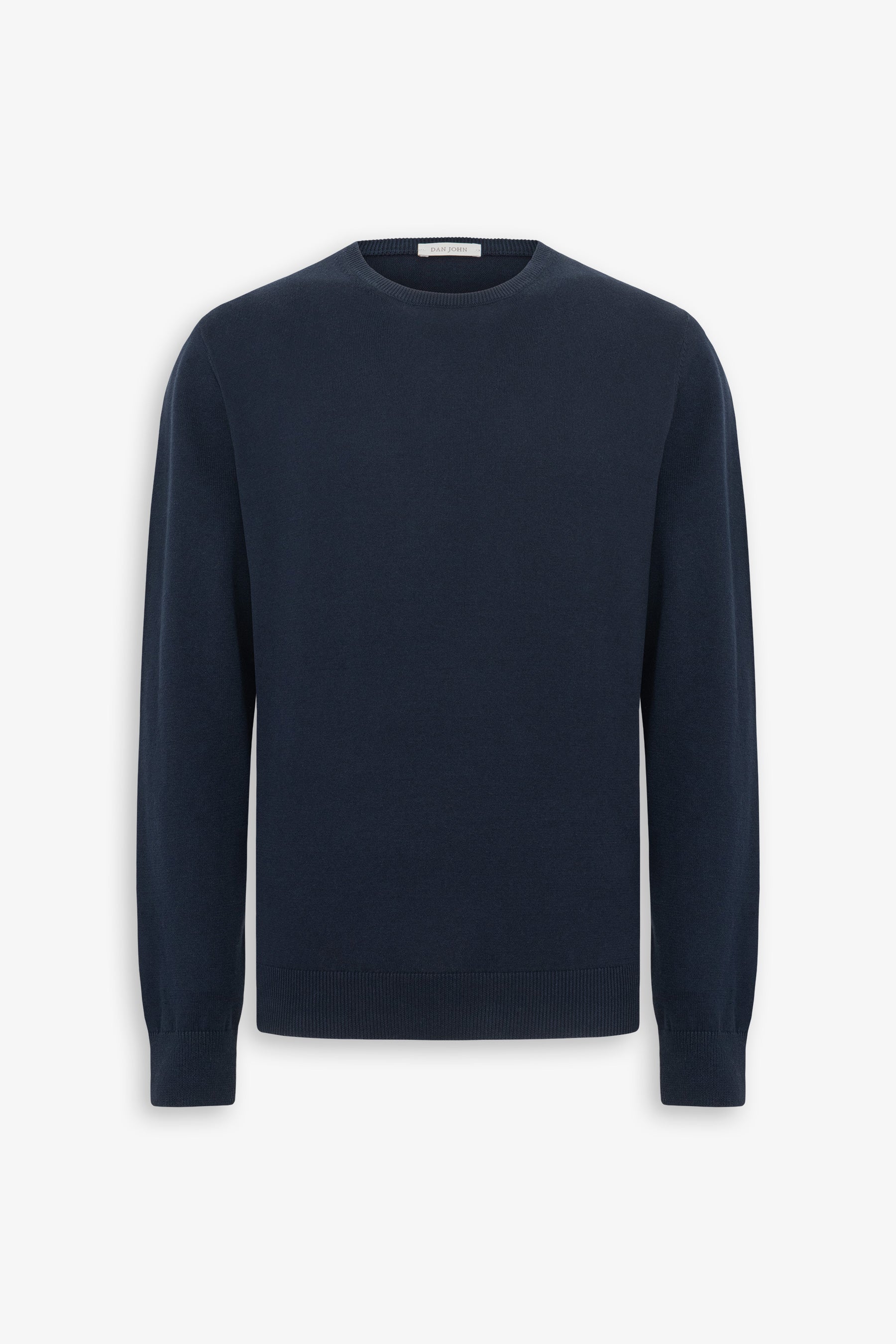 Blauer Baumwollpullover mit Rundhalsausschnitt