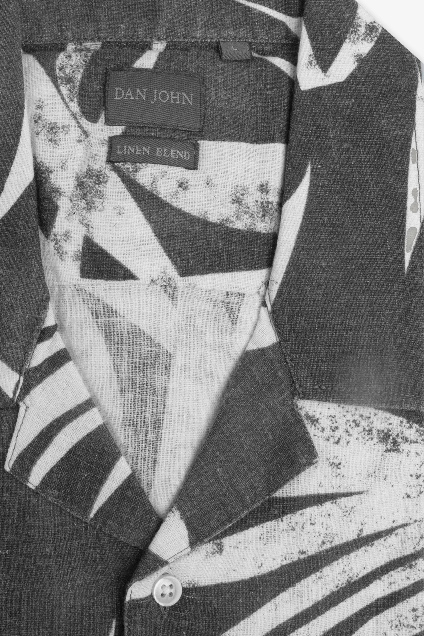 Camicia Hawaiana misto lino fantasia fiori grigia-Dan John
