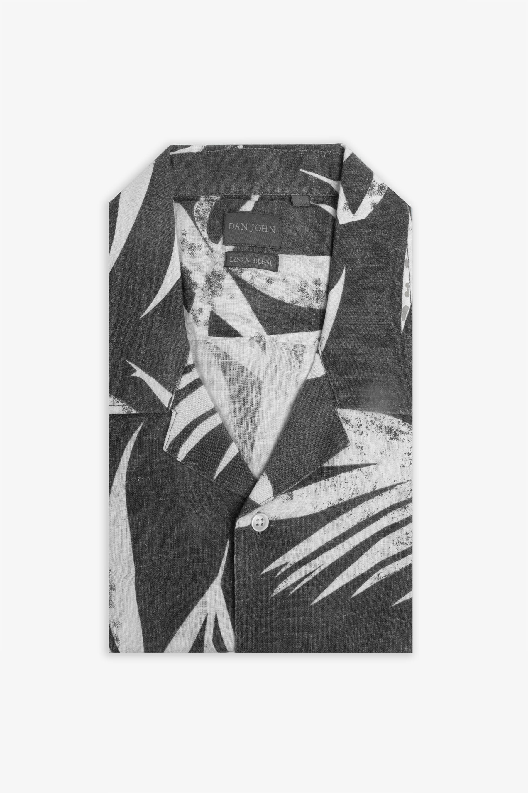 Camicia Hawaiana misto lino fantasia fiori grigia-Dan John