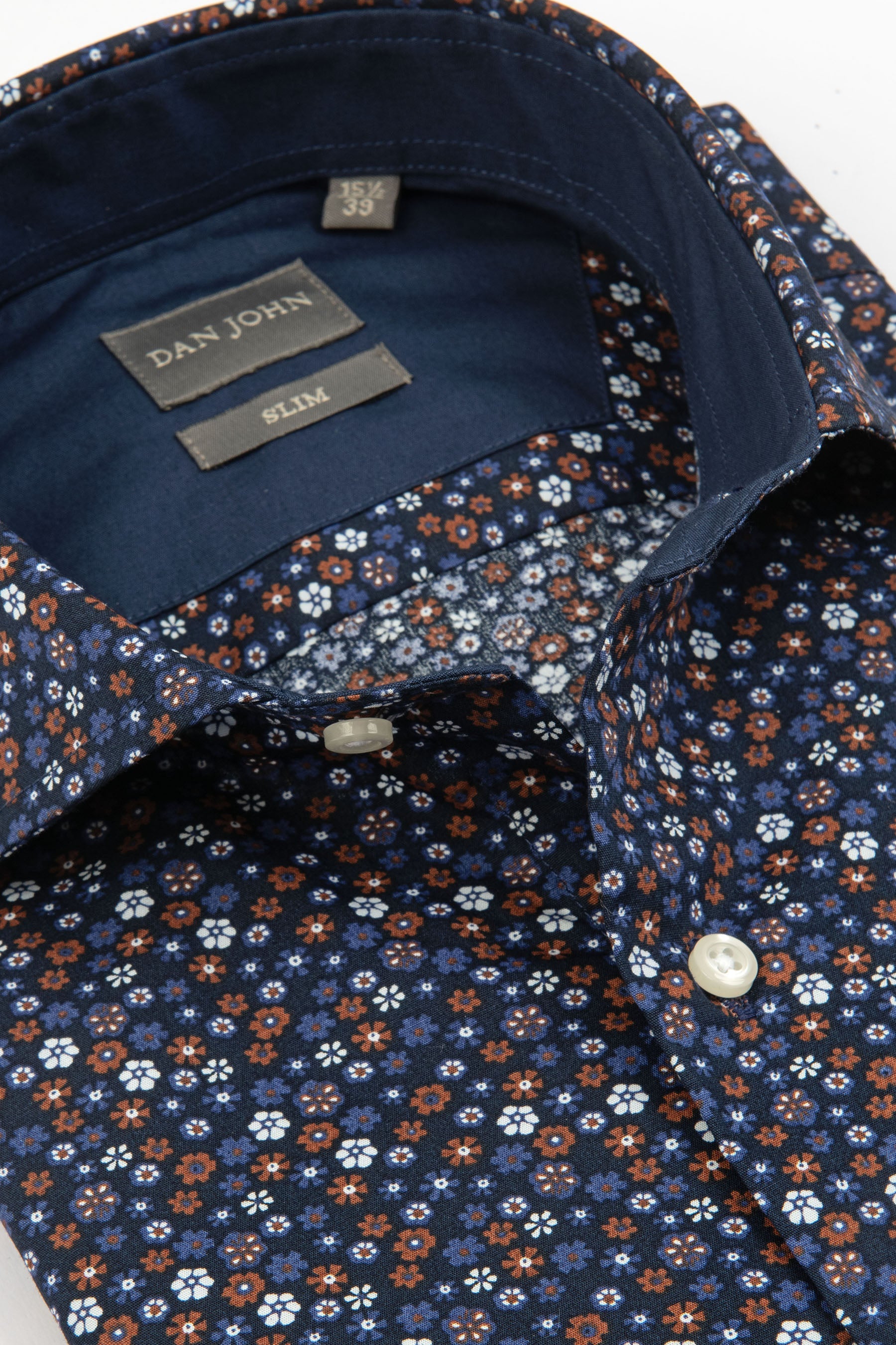 Camicia a fiori blu slim-Dan John