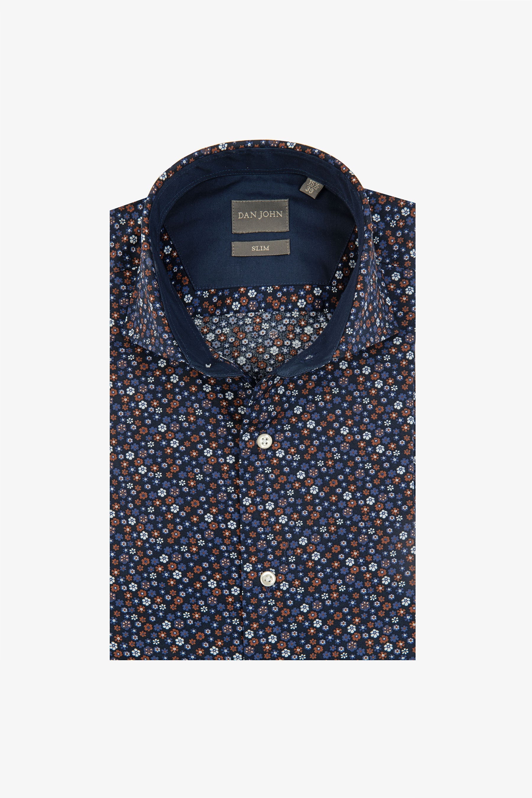 Camicia a fiori blu slim-Dan John