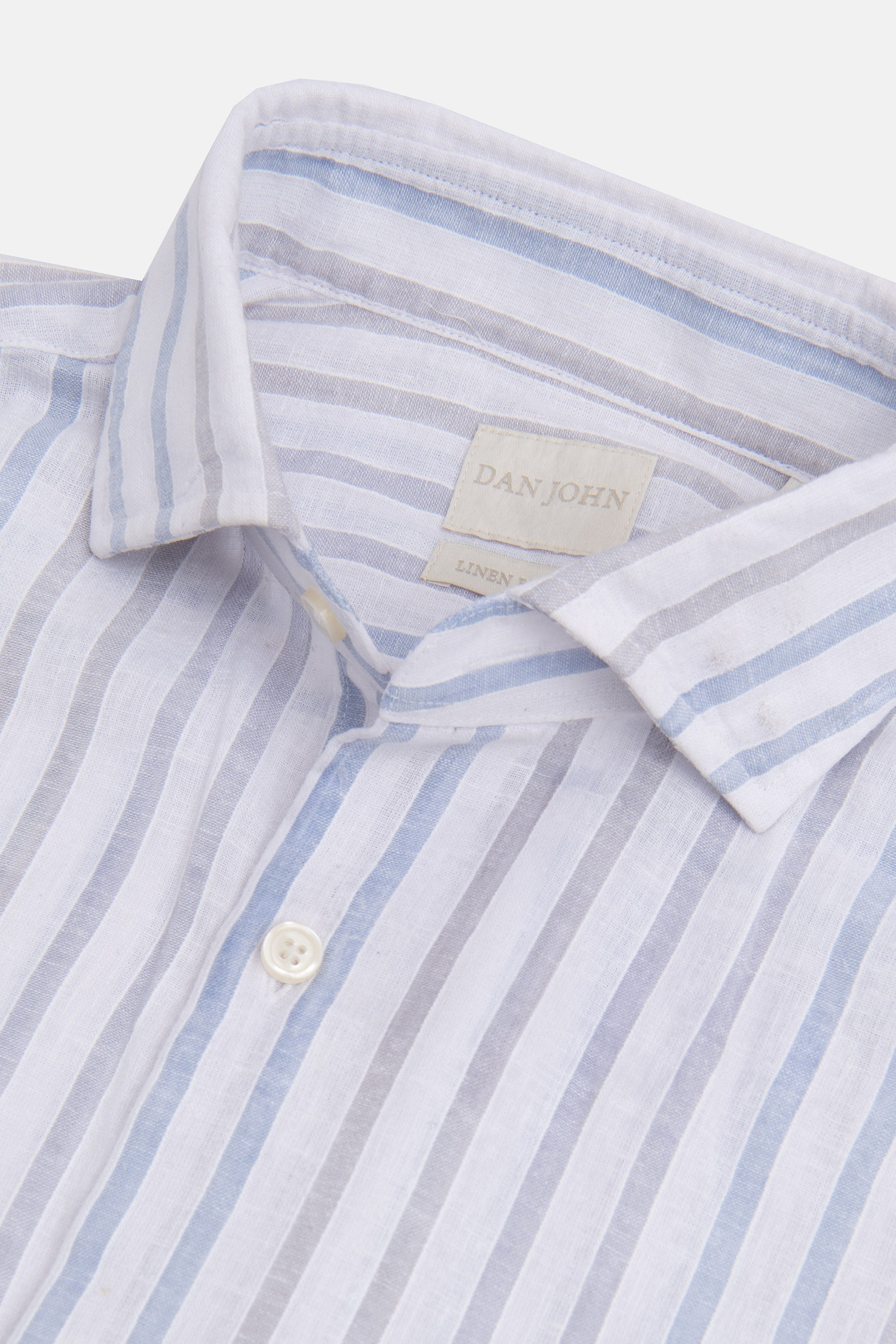 Camicia a righe misto lino celeste-Dan John