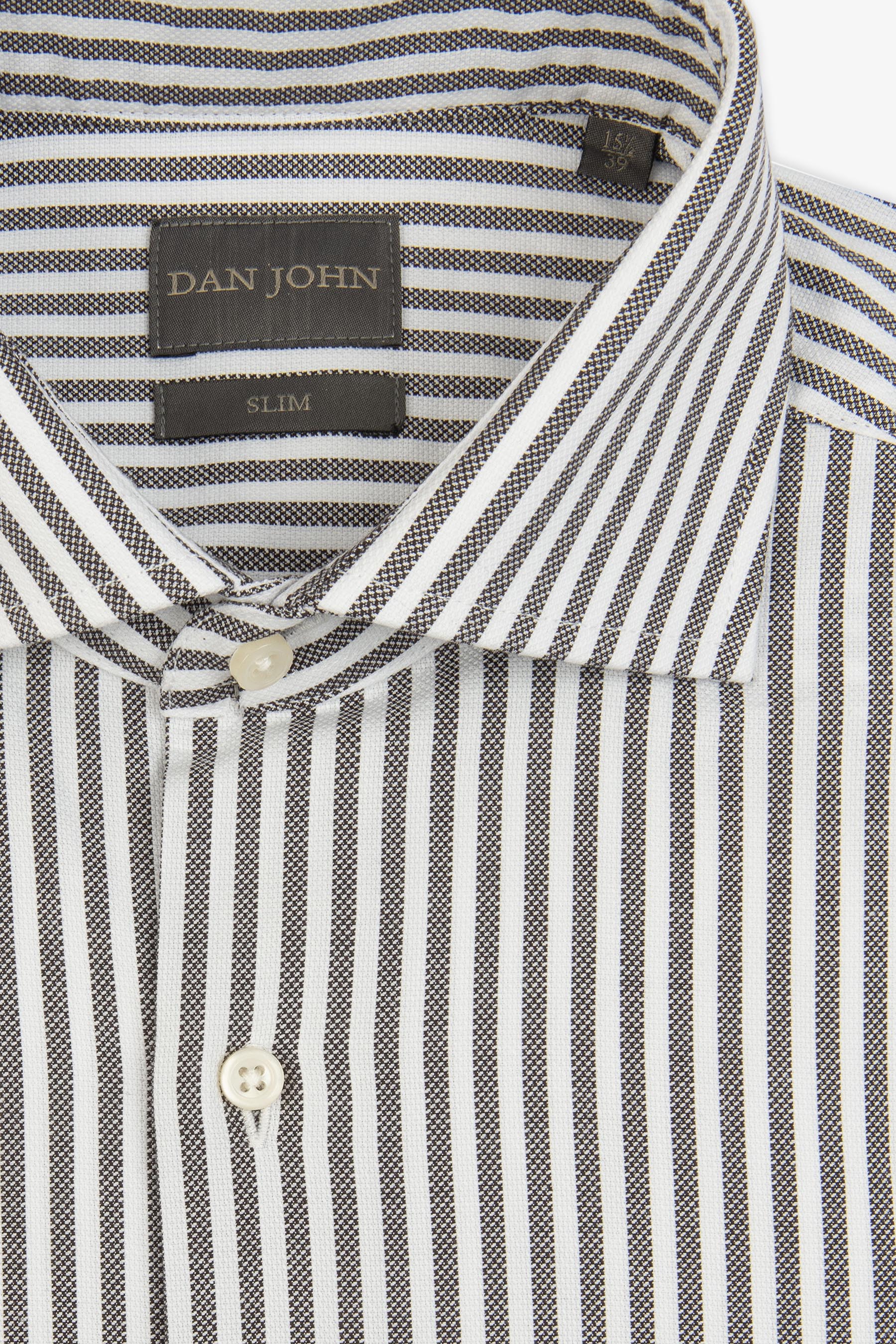 Camicia a righe operata marrone slim-Dan John