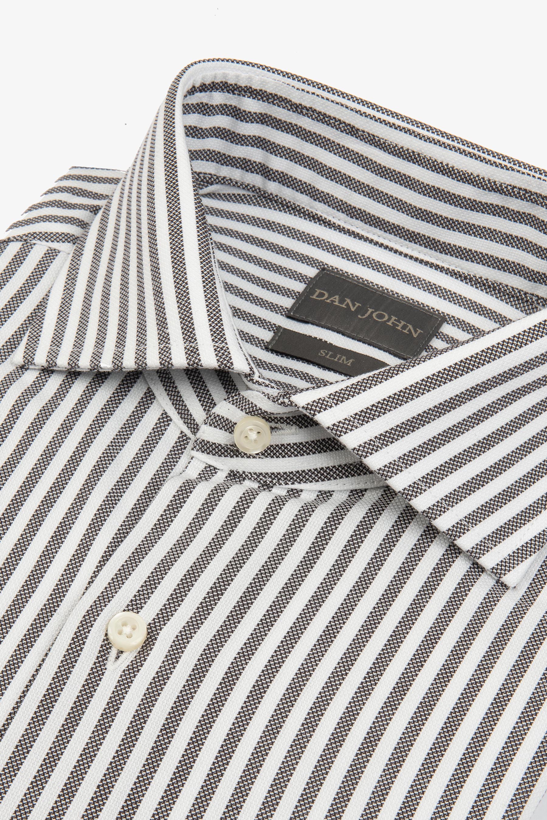 Camicia a righe operata marrone slim-Dan John