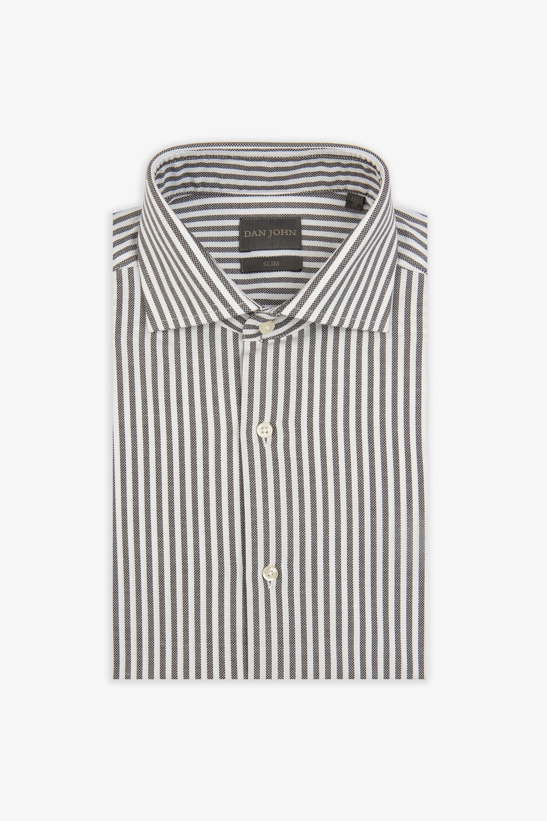 Camicia a righe operata marrone slim-Dan John