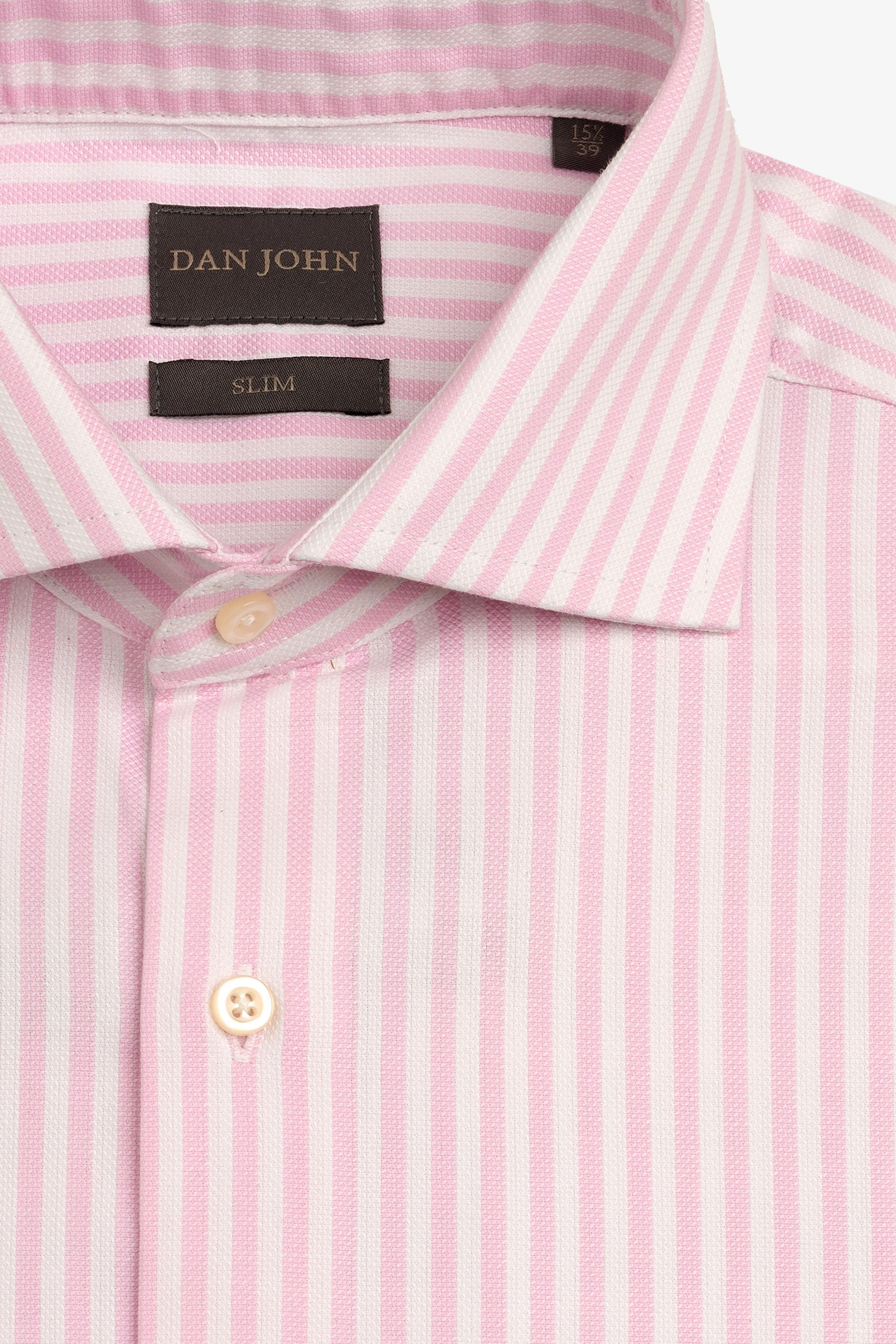 Camicia a righe operata rosa slim-Dan John