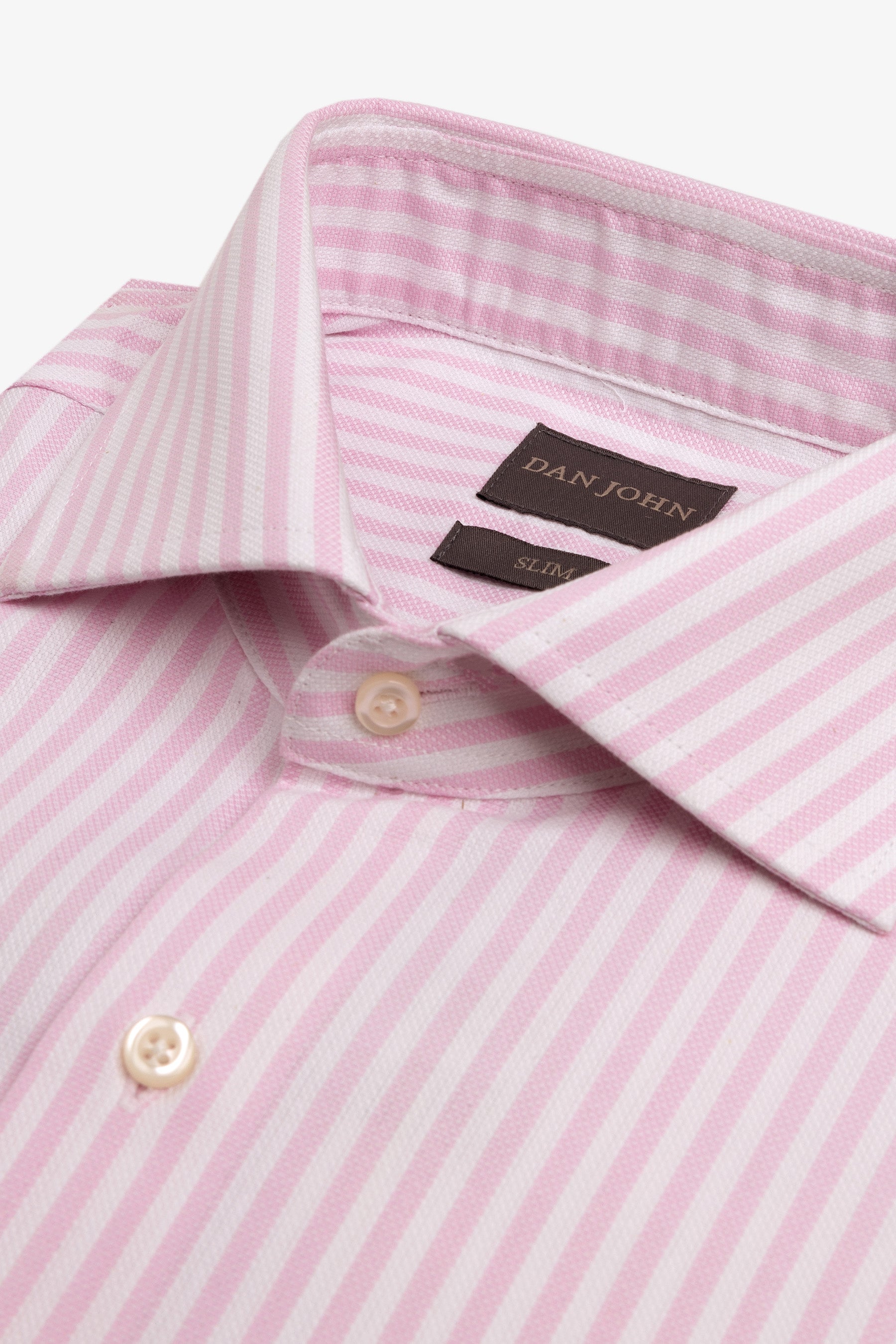 Camicia a righe operata rosa slim-Dan John