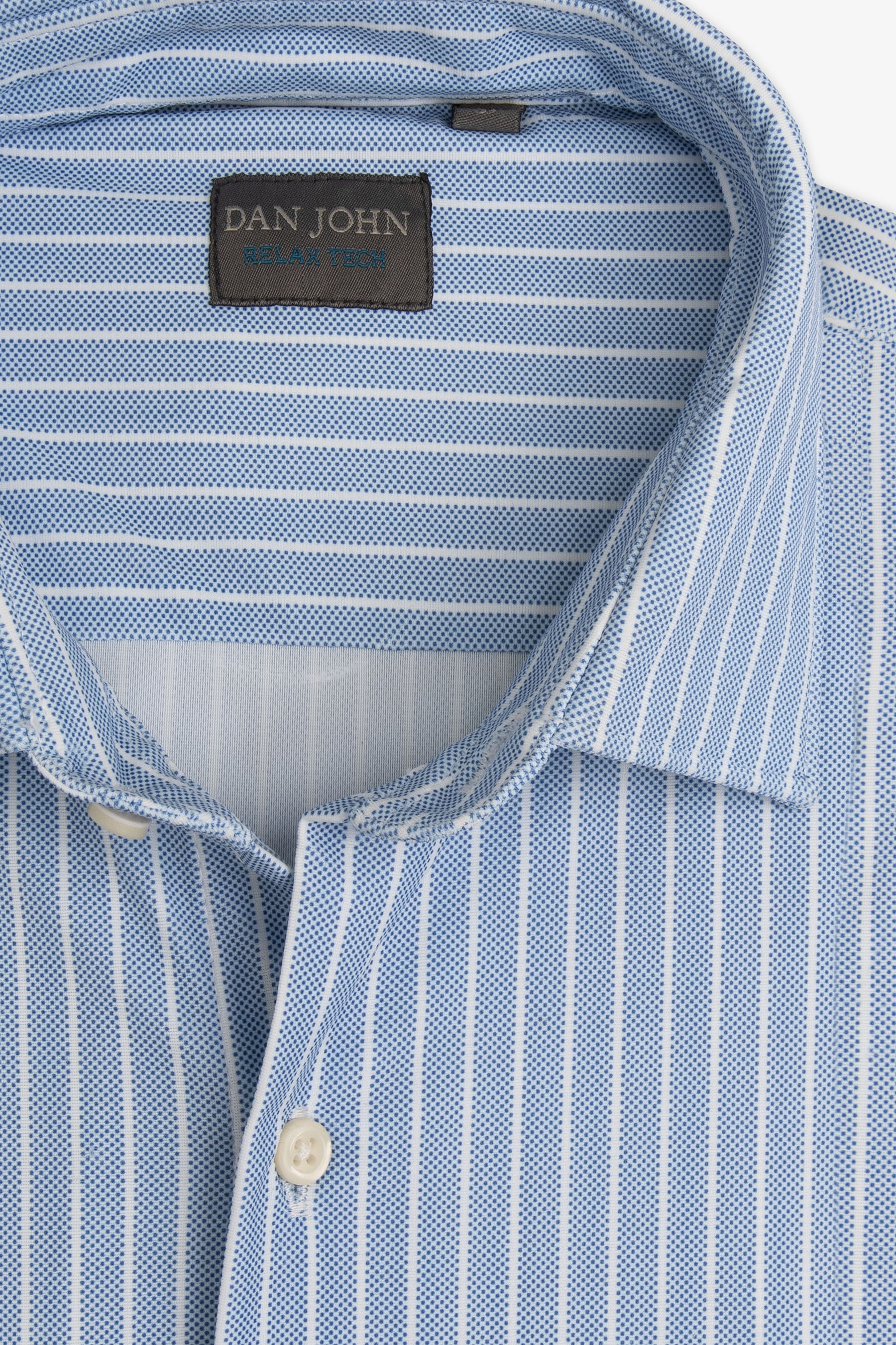 Camicia a righe stretch celeste slim-Dan John