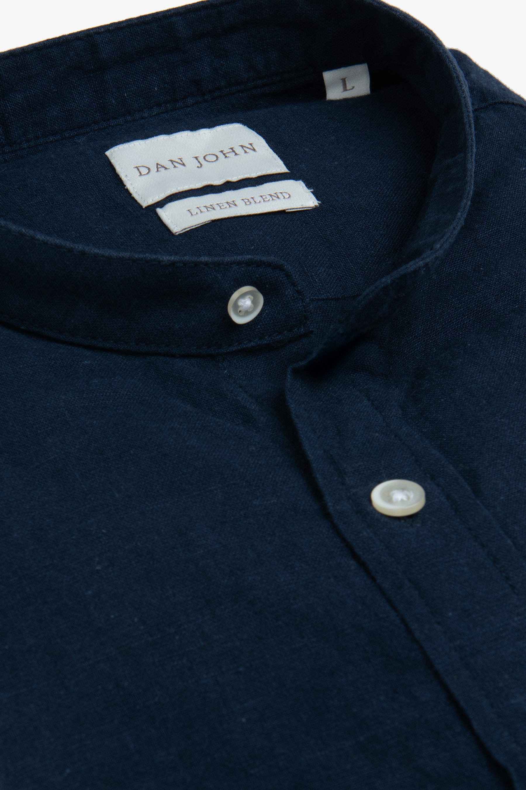 Camicia coreana misto lino blu-Dan John