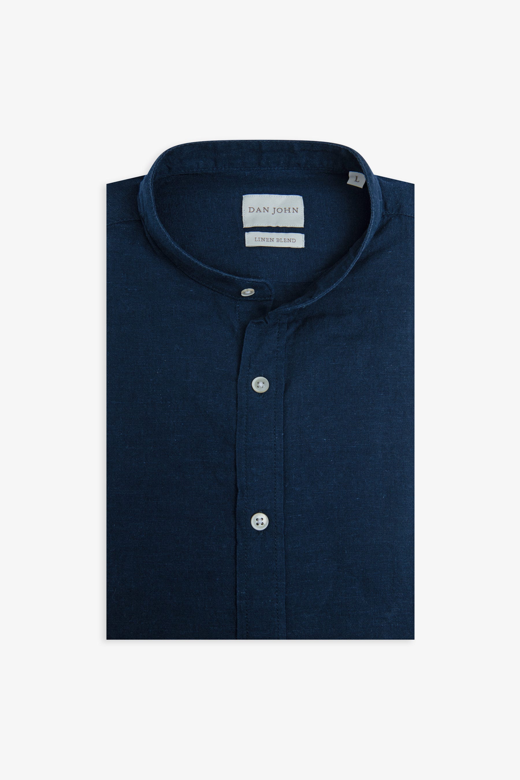 Camicia coreana misto lino blu-Dan John