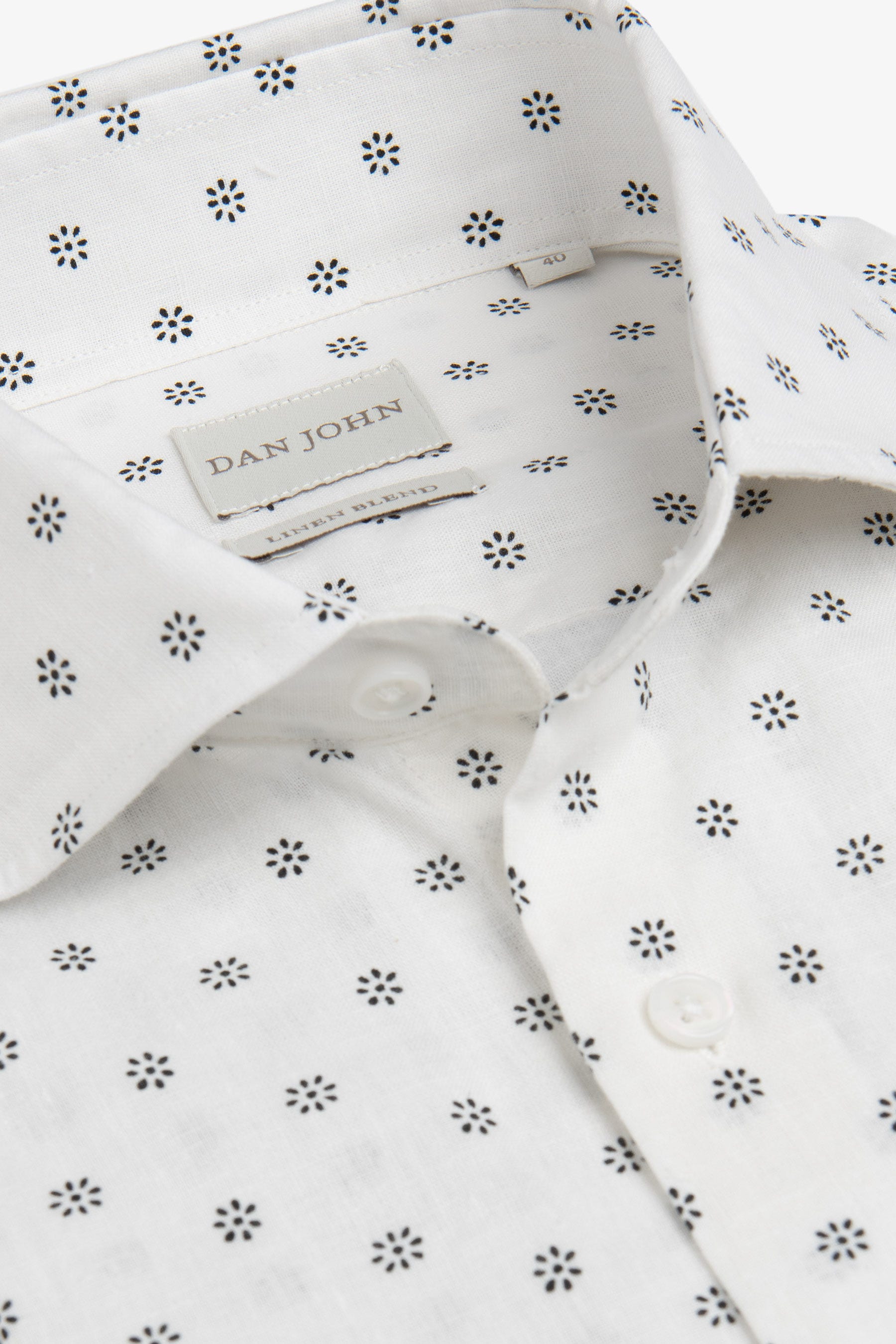 Camicia fantasia fiore bianca-Dan John