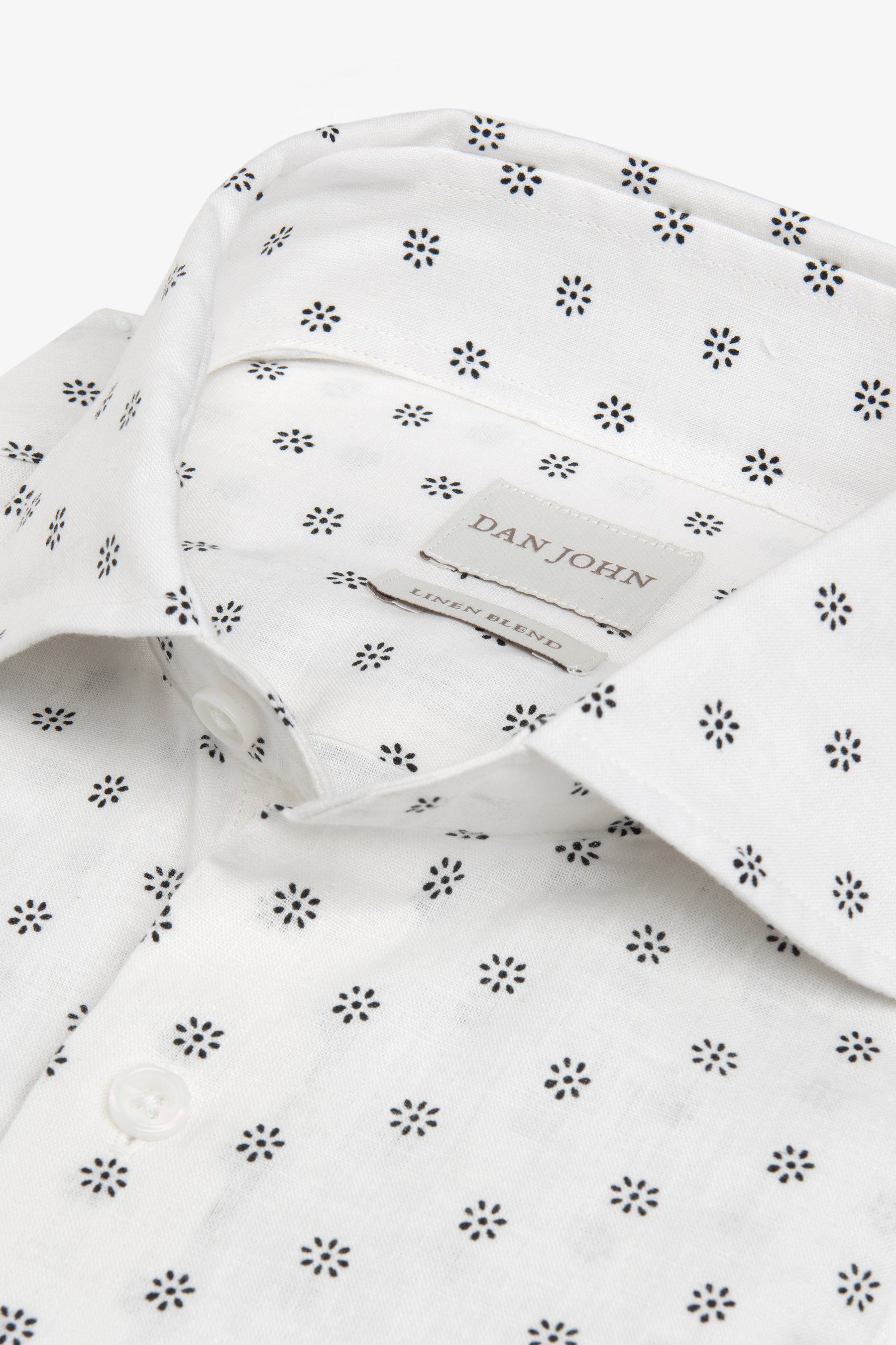 Camicia fantasia fiore bianca-Dan John
