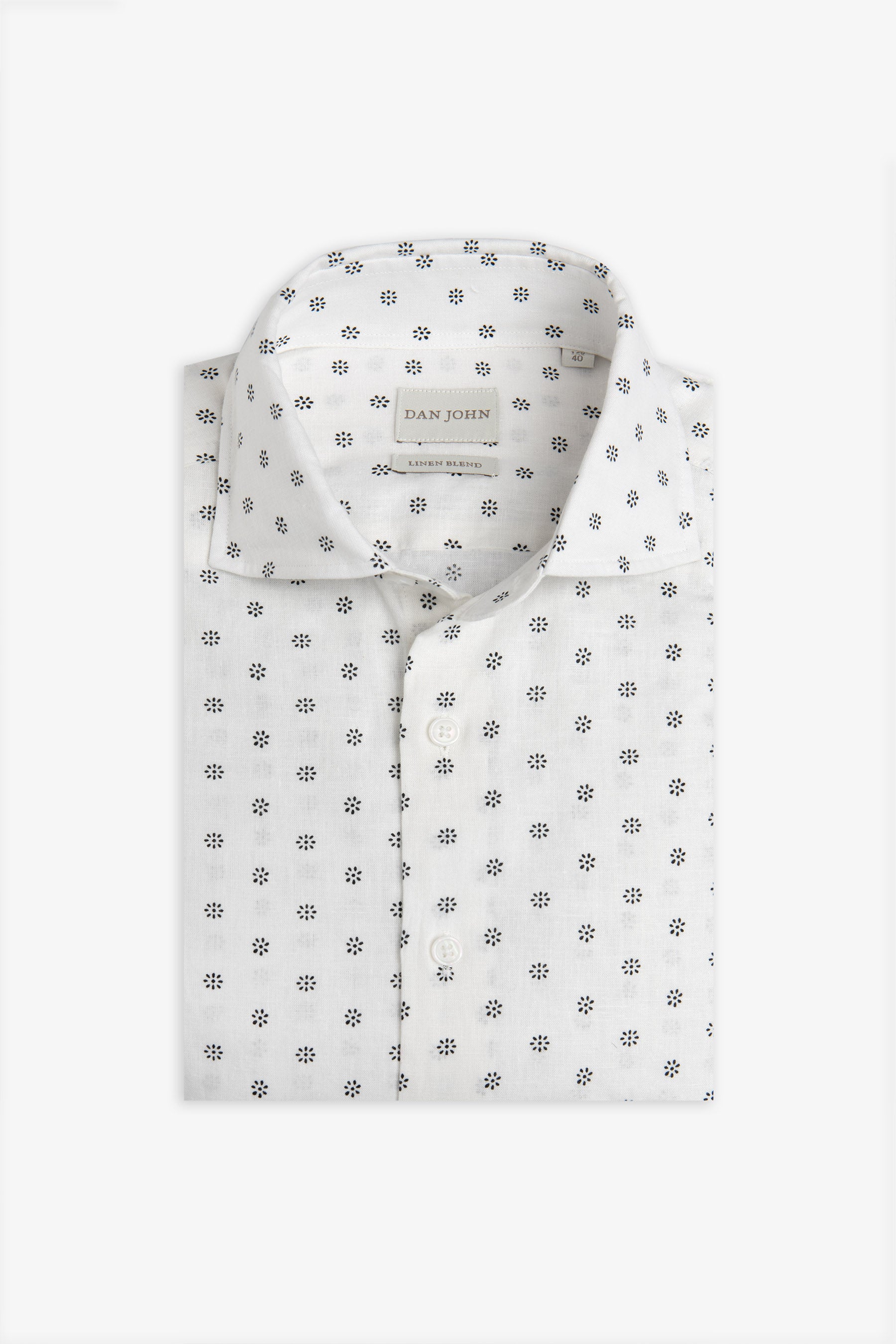Camicia fantasia fiore bianca-Dan John