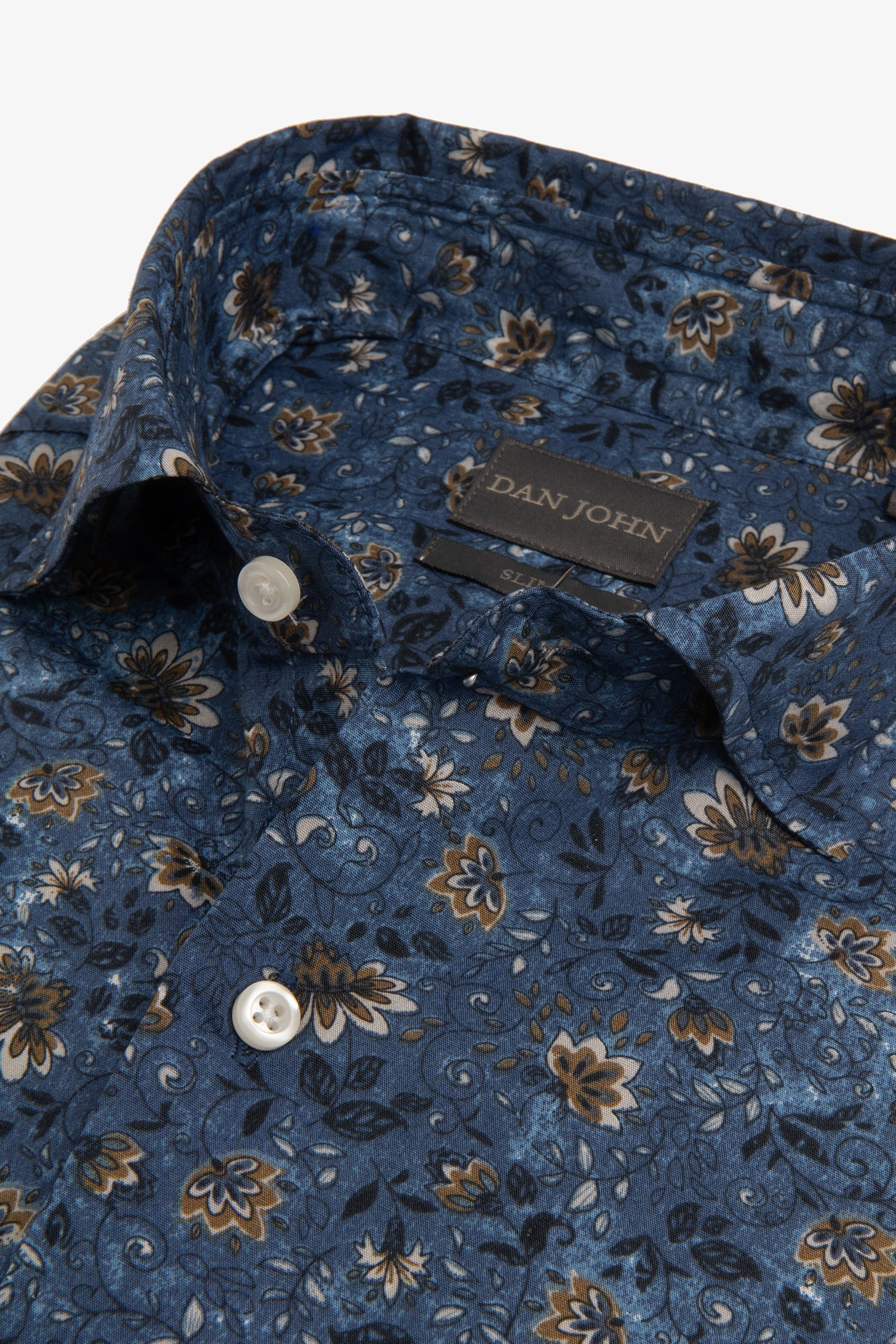 Camicia fantasia fiori blu slim-Dan John