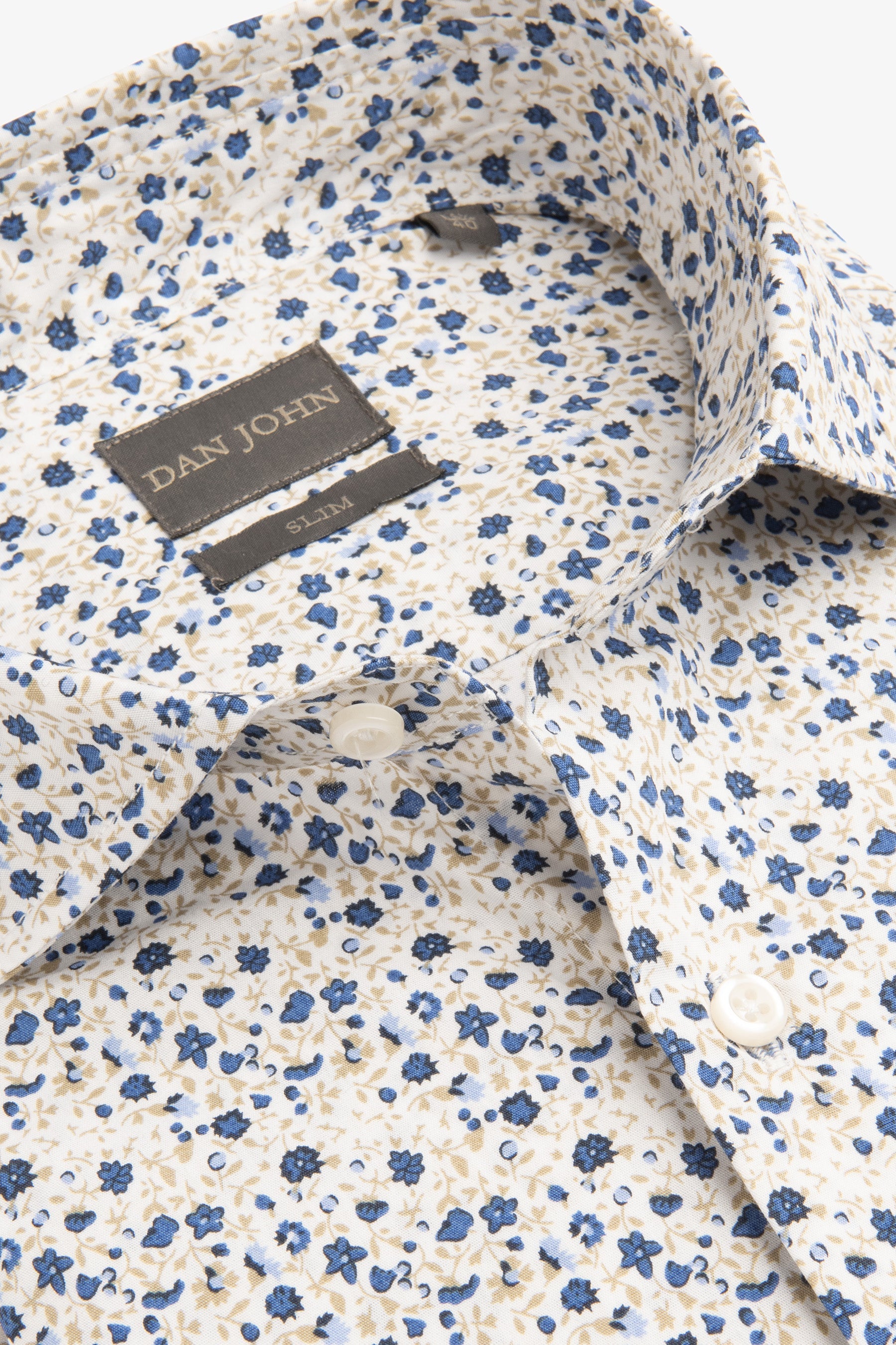 Camicia fantasia floreale panna slim-Dan John