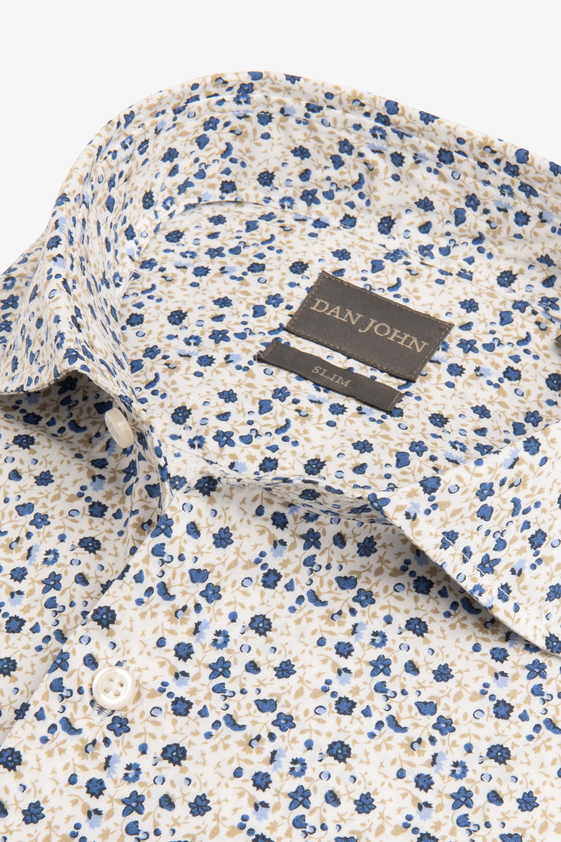 Camicia fantasia floreale panna slim-Dan John