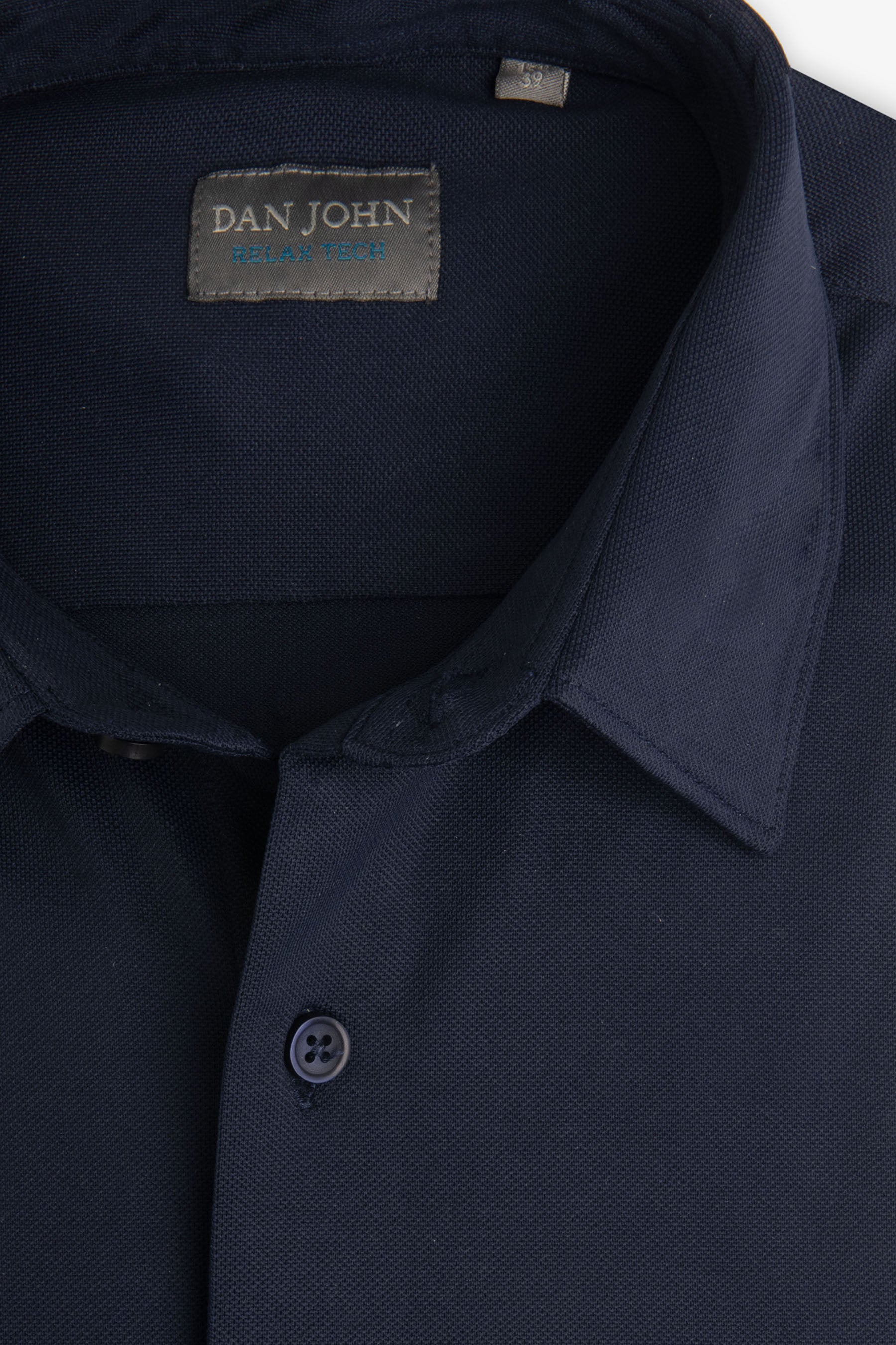 Camicia in micro armatura stretch blu slim-Dan John