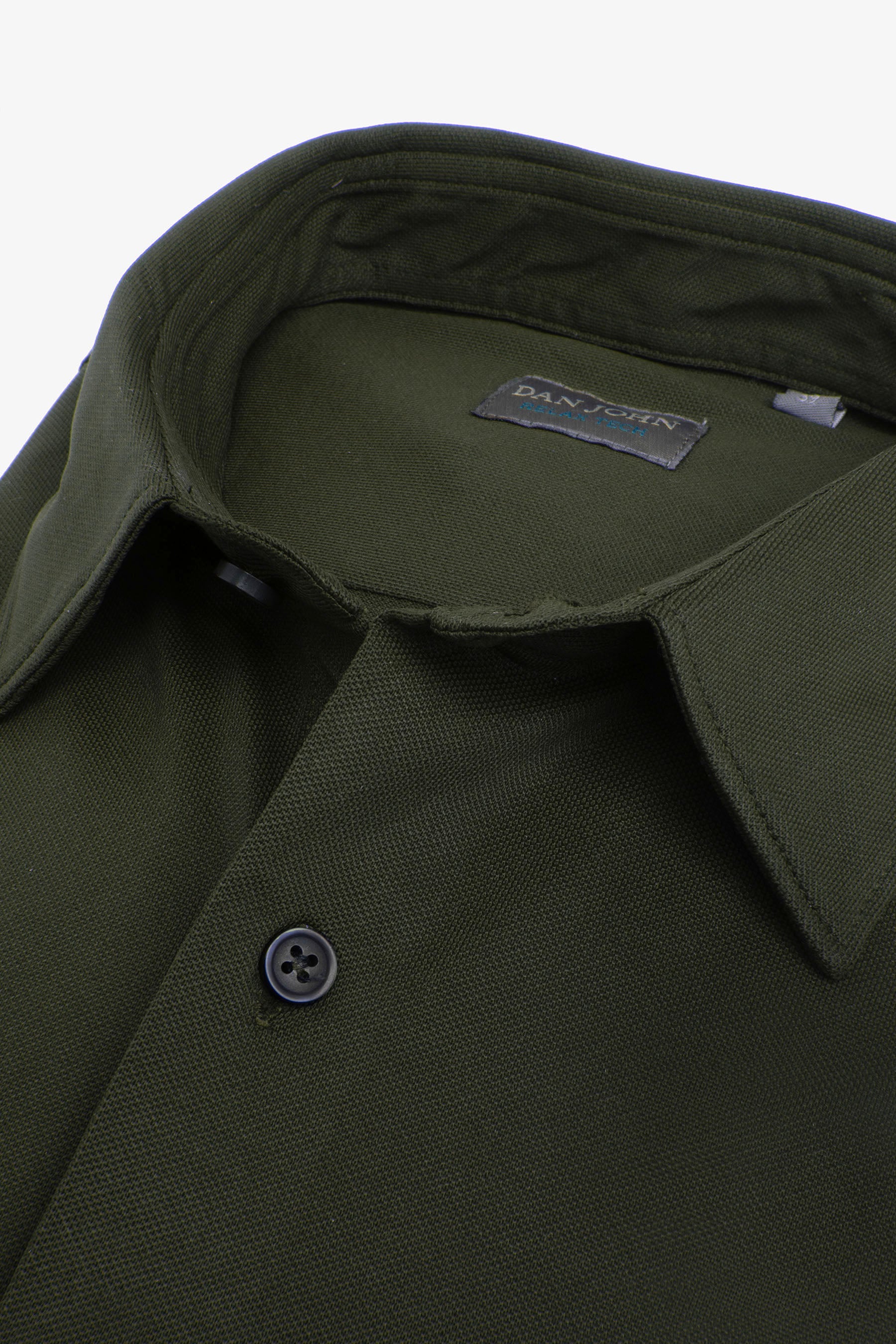 Camicia in micro armatura stretch verde slim-Dan John