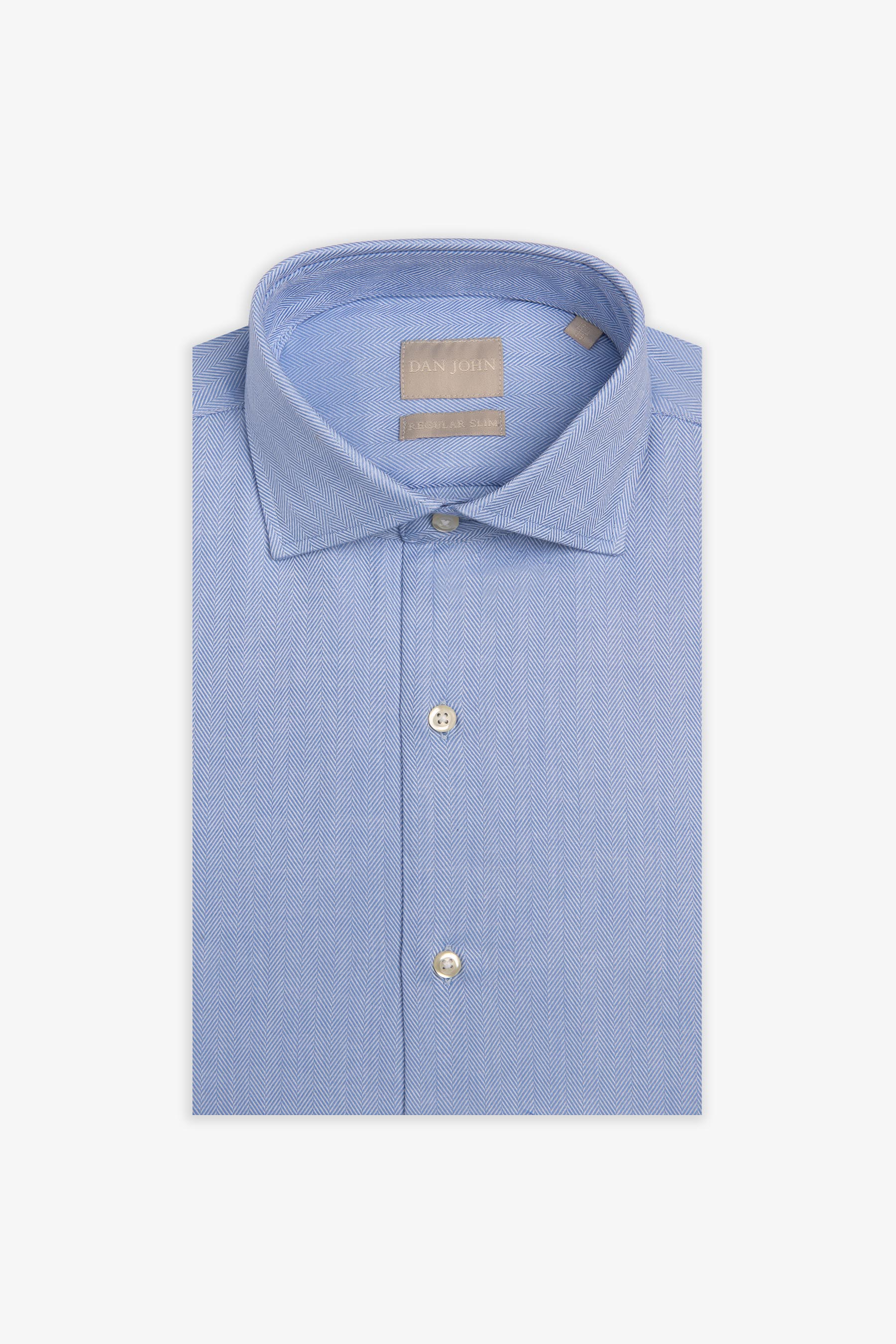 Camicia micro chevron celeste-Dan John