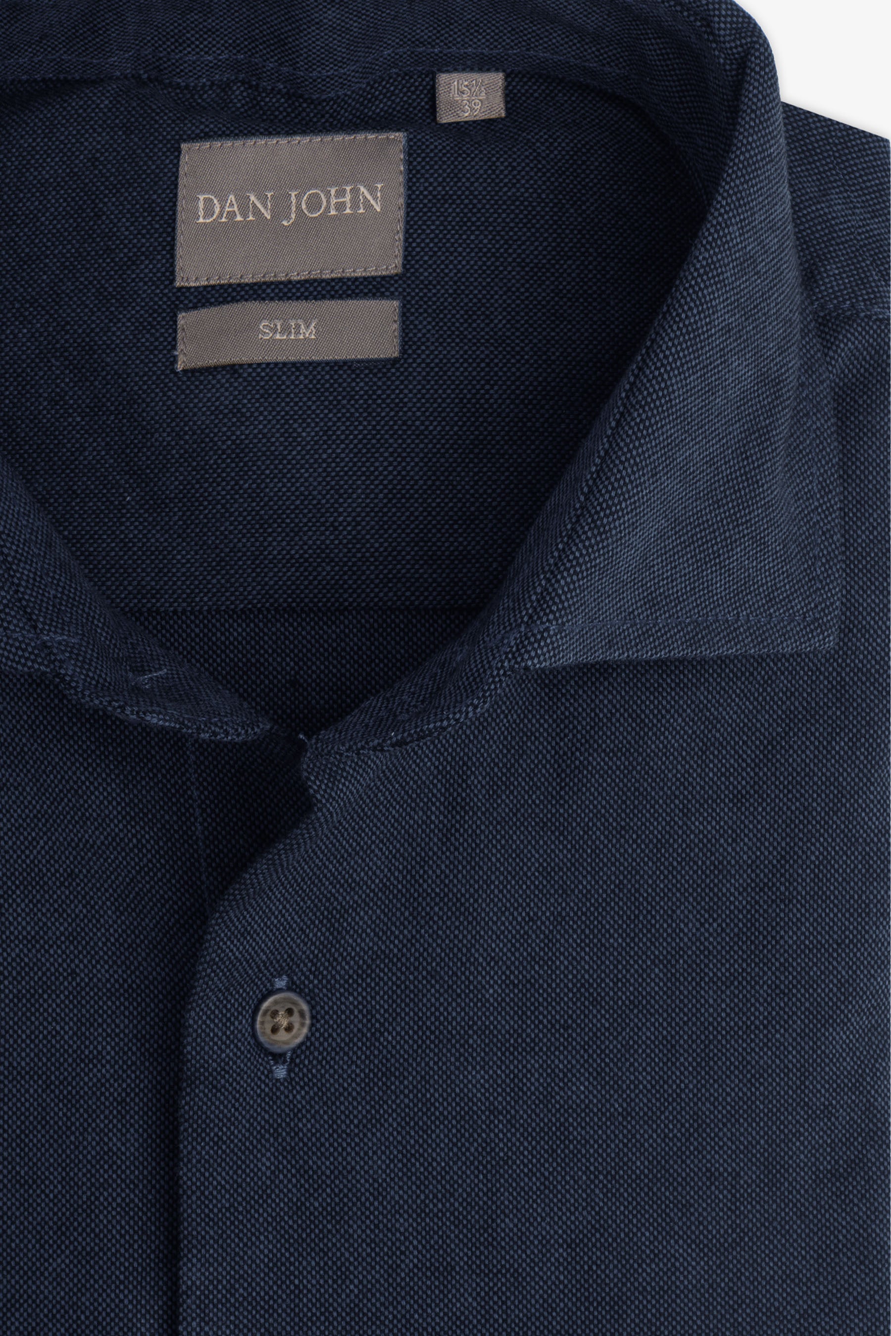 Camicia micro oxford blu slim-Dan John